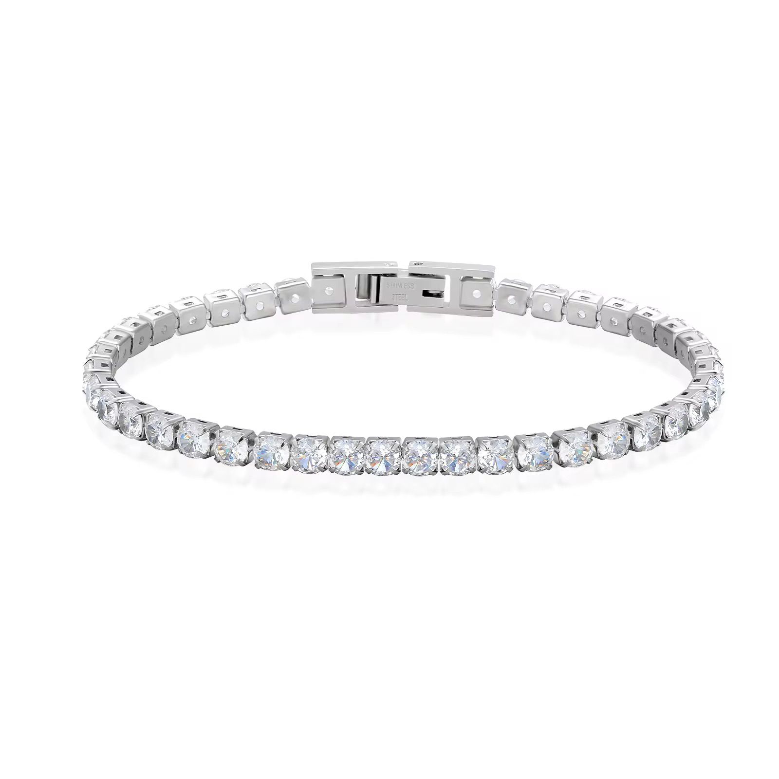 Iced Out Stainless Steel Diamond Bracelet Fashion Luxury Jewelry 3mm 2mm Women Men Classic 5A CZ → Cubic Zirconia Tennis Bracelet_0