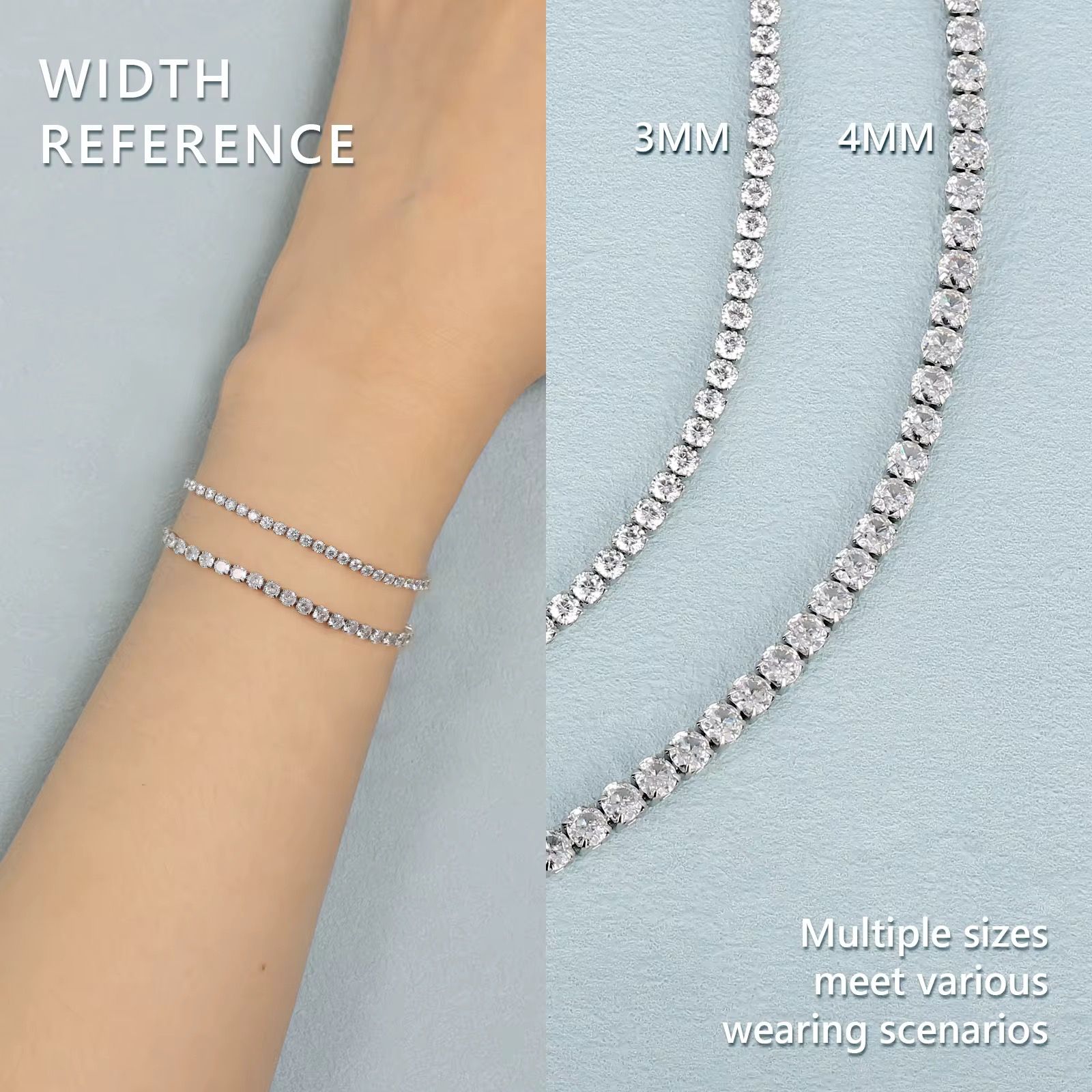 Iced Out Stainless Steel Diamond Bracelet Fashion Luxury Jewelry 3mm 2mm Women Men Classic 5A CZ → Cubic Zirconia Tennis Bracelet_3