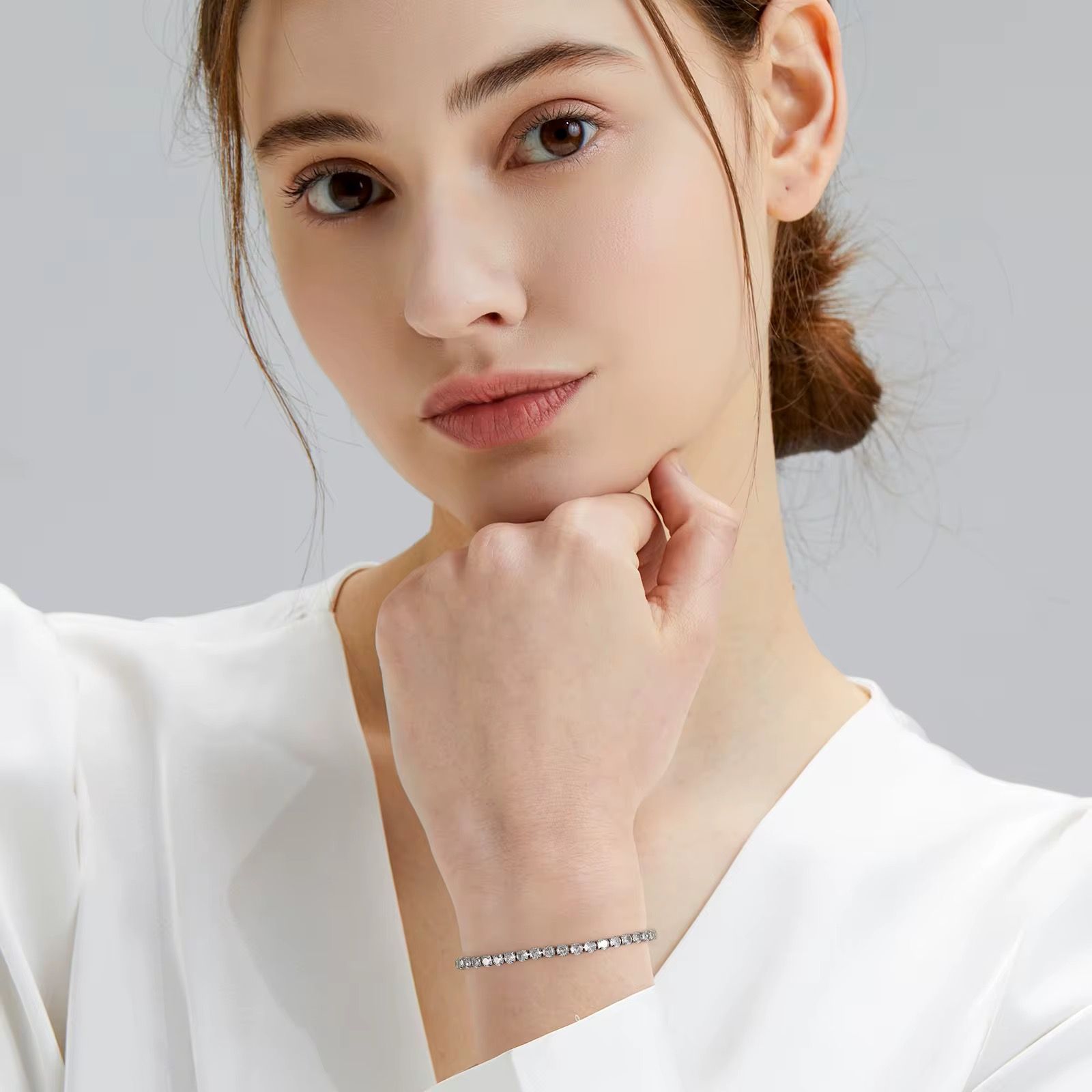 Iced Out Stainless Steel Diamond Bracelet Fashion Luxury Jewelry 3mm 2mm Women Men Classic 5A CZ → Cubic Zirconia Tennis Bracelet_2