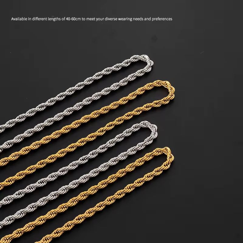 Hip Hop Gold Plated Chunky Men Women Jewelry Rope Chain Necklace Trendy Fashion Stainless Steel Necklace_4