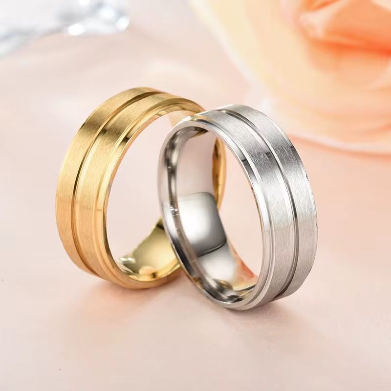 Wholesale New Fashion 8MM Wide Middle Groove Frosted Men's Stainless Steel Ring Fashion Jewelry_1
