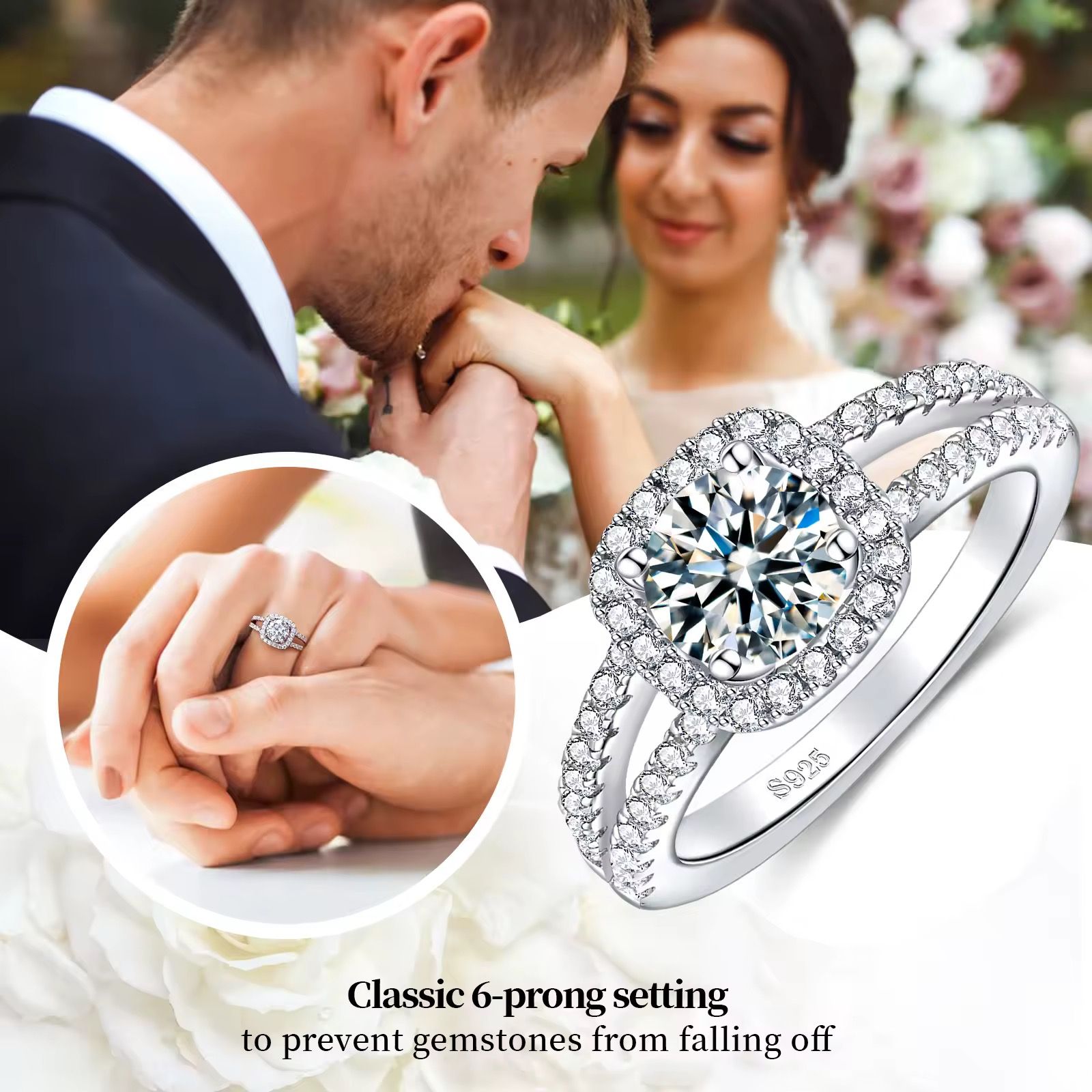 925 Sterling Silver Ring Jewelry Woman Round Cut Moissanite Rings Trendy Silver Plated Engagement Rings_4