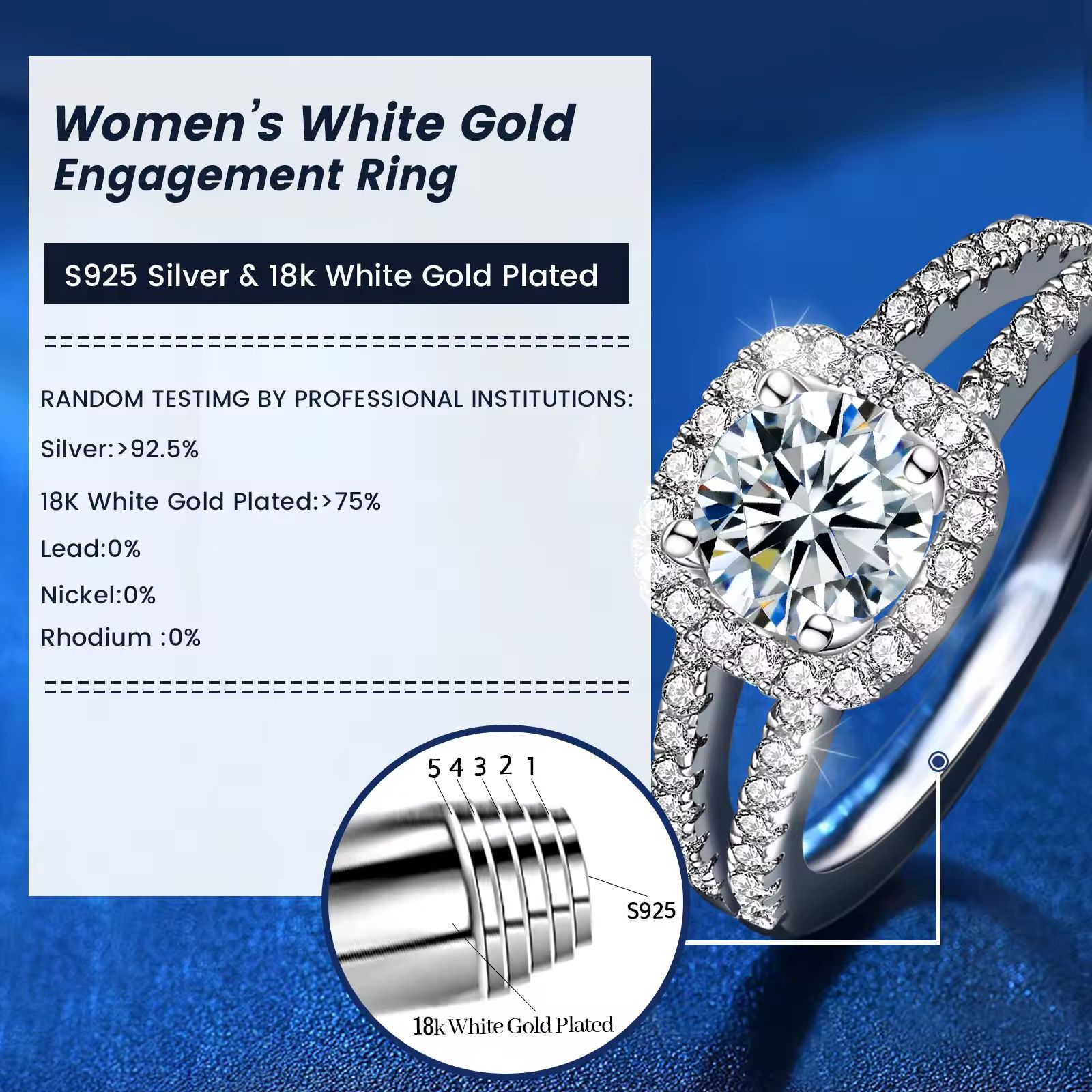 925 Sterling Silver Ring Jewelry Woman Round Cut Moissanite Rings Trendy Silver Plated Engagement Rings_1