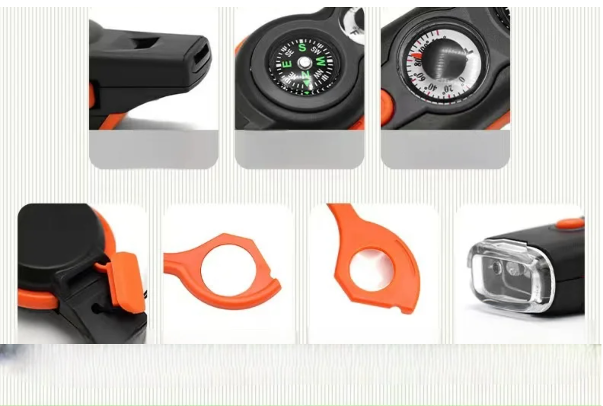 Outdoor Camping 7-In-1 Multi-Function Whistle (Survival and Safety Whistle) For Hiking._7