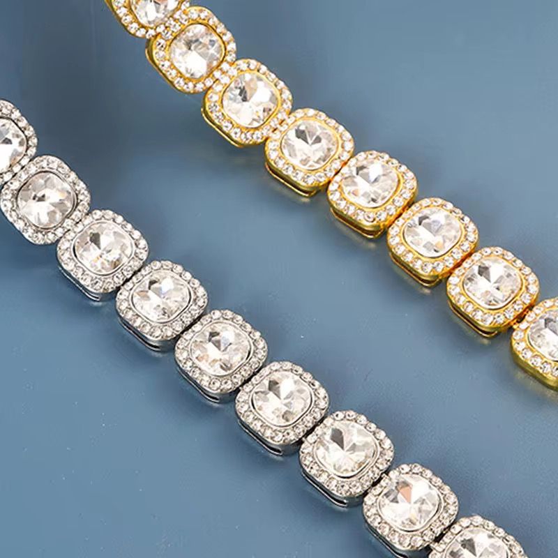 European and American New Hip-hop square Crystal Necklace Diamond Men's Rhinestone Necklace Fashionable Cuban Necklace Gift_2