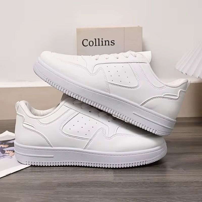 Men's New Breathable White Shoes, Trendy and Versatile Thick Soled Sneakers for Male Students, Casual Board Shoes_2