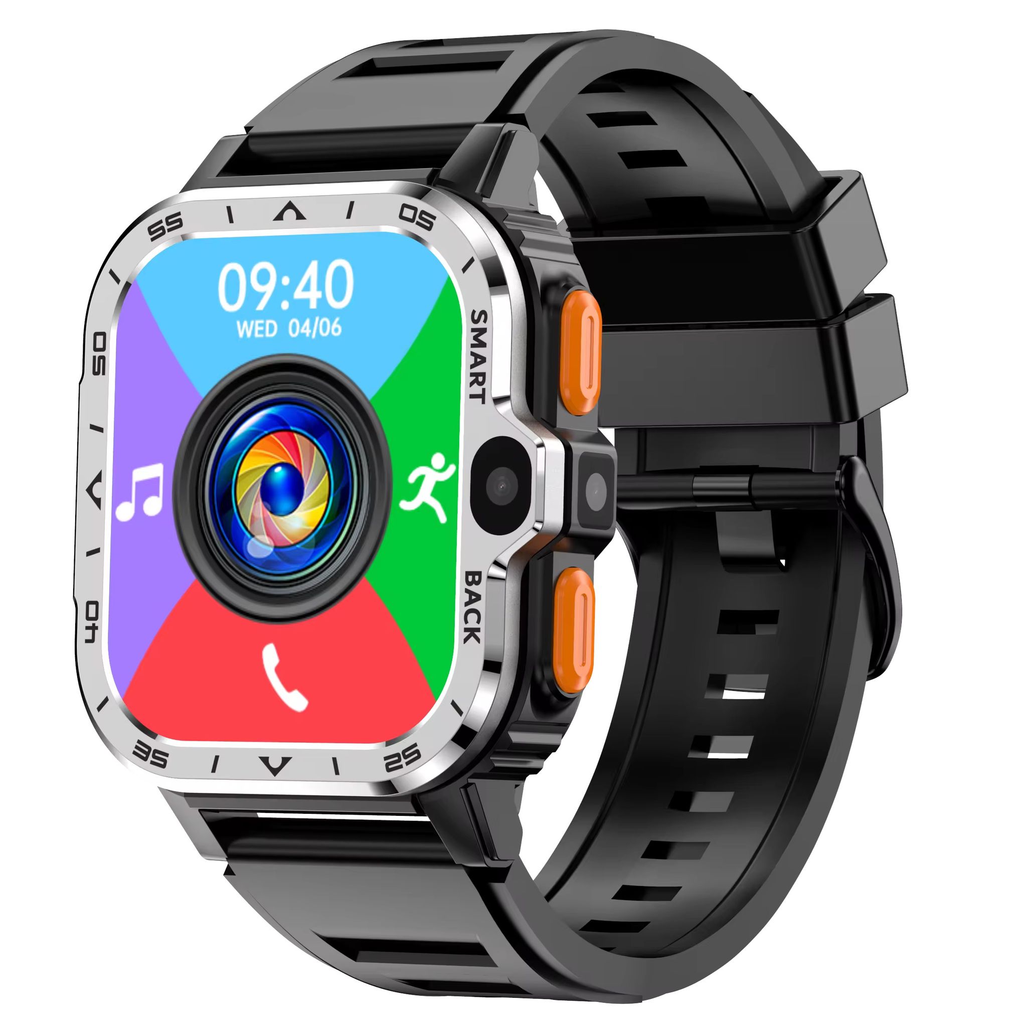 PGD 4G Android Smart Phone Watch RAM 4GB ROM 64GB SIM Card Dual Camera WiFi GPS Waterproof Heart Rate Smartwatch_2