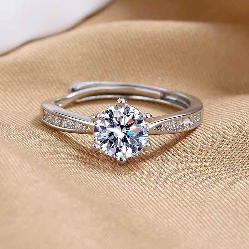 Fashion Women's Zircon Wedding Engagement Gift Ring Wholesale Open Adjustable Crystal Ring_3