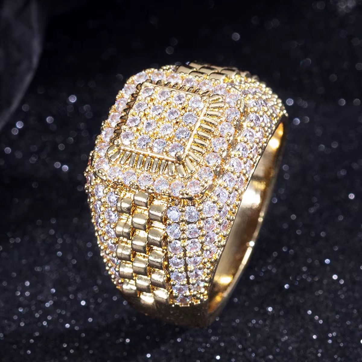 Fashion Jewelry Men Rings Zircon Diamond Ring for Wedding Engagement Party Anniversary Hip Hop Rings for Men_0