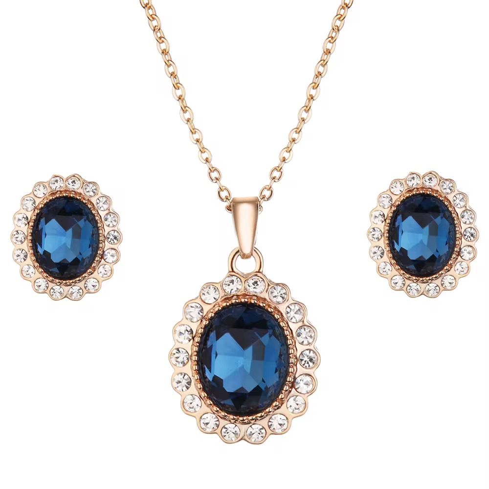 SHENGKE Luxury Jewelry Watches Bracelets Earring Necklace Jewelry Watch Gift Set Box with Blue Accessories_2