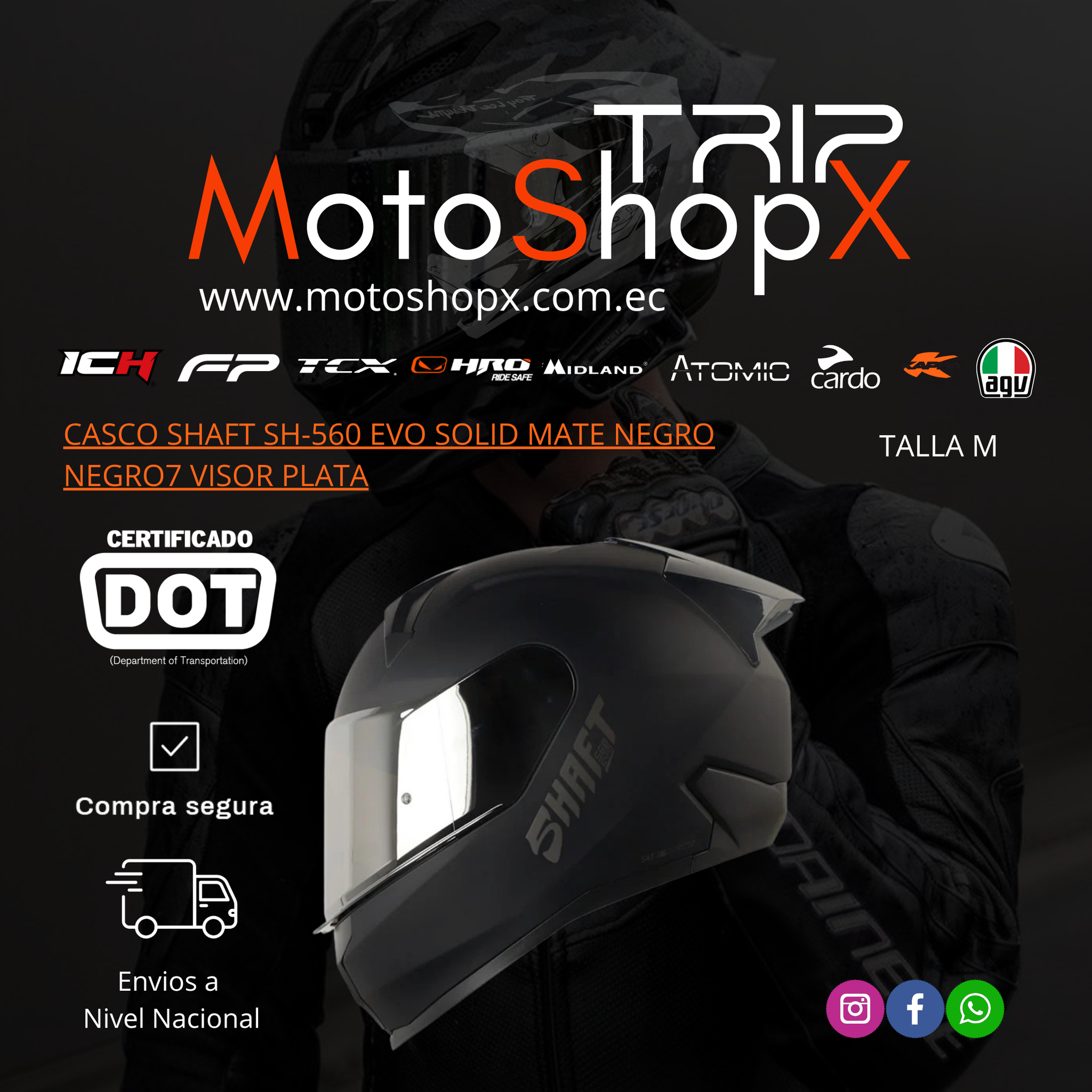 CASCO SHAFT SH-560 EVO SOLID MATE NEGRO NEGRO7 VISOR PLATA_1