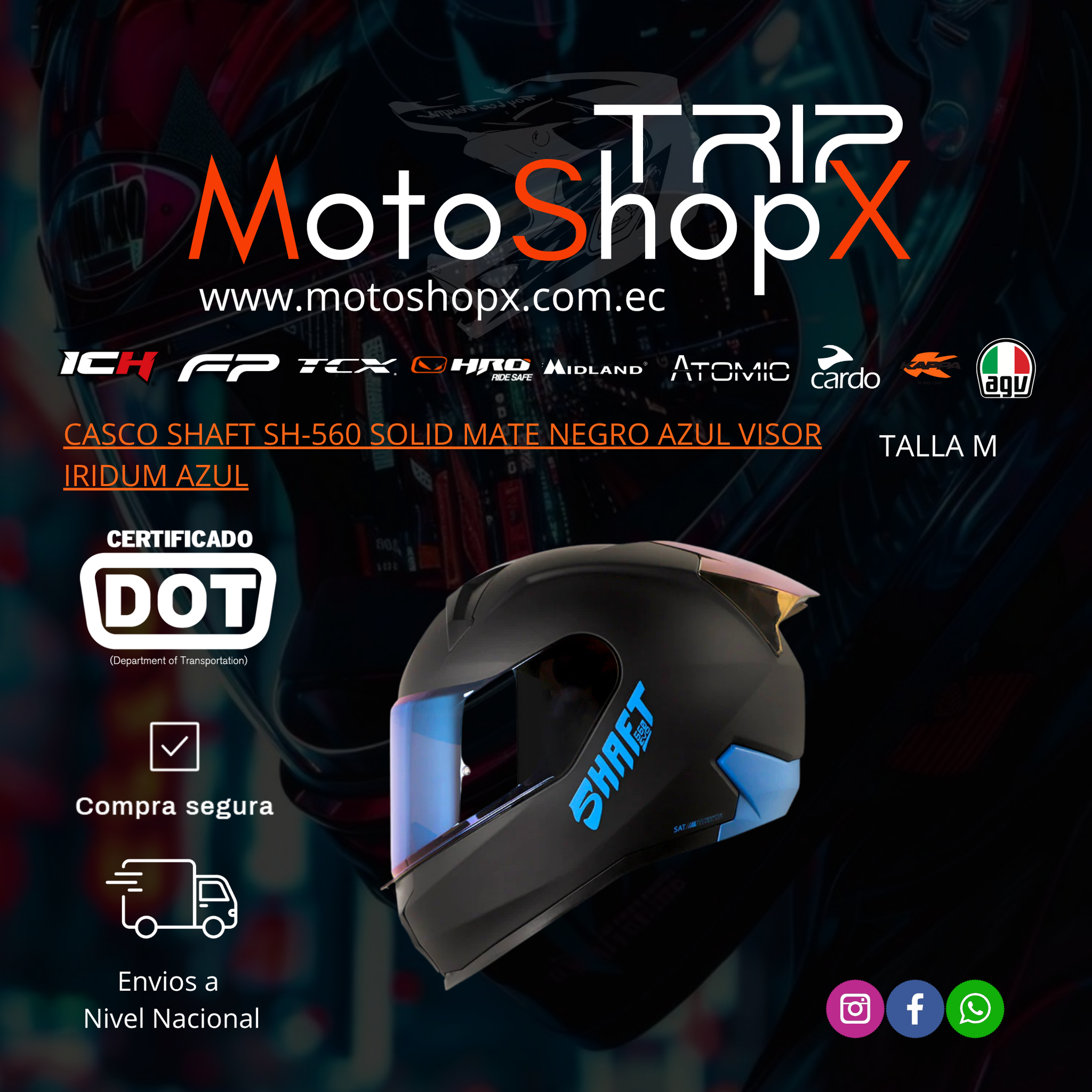 CASCO SHAFT SH-560 SOLID MATE NEGRO AZUL VISOR IRIDUM AZUL_1