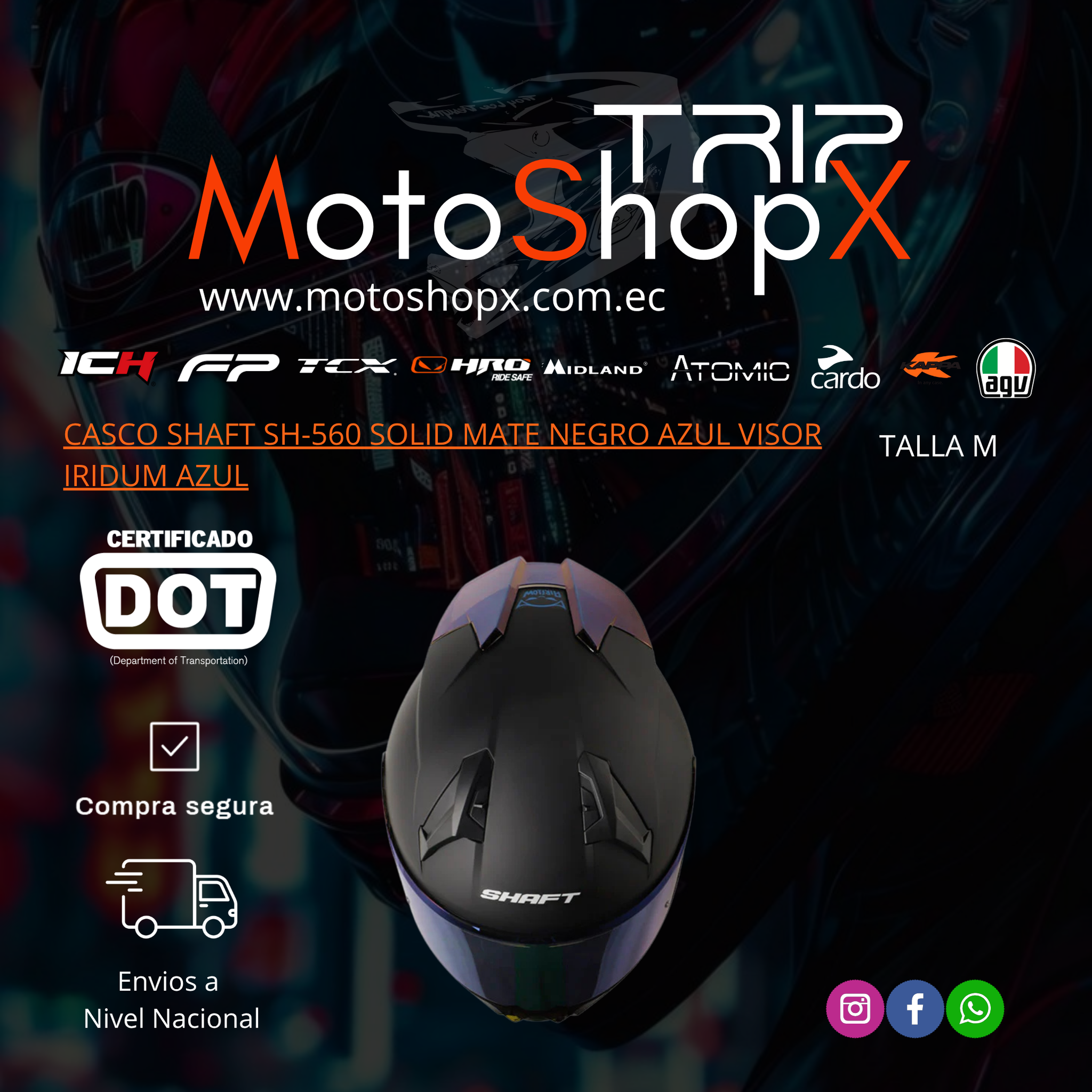 CASCO SHAFT SH-560 SOLID MATE NEGRO AZUL VISOR IRIDUM AZUL_2