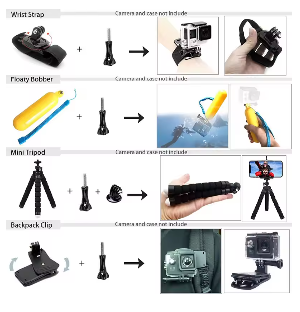 GOPRO Accessories Kit / Gopro mounts / stabilizes /head mounts / Chest mounts_6