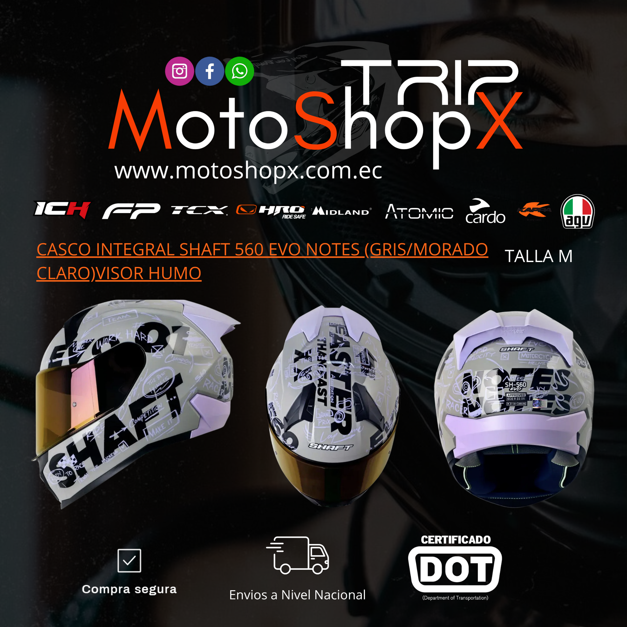 CASCO INTEGRAL SHAFT 560 EVO NOTES (GRIS/MORADO CLARO)VISOR HUMO_1