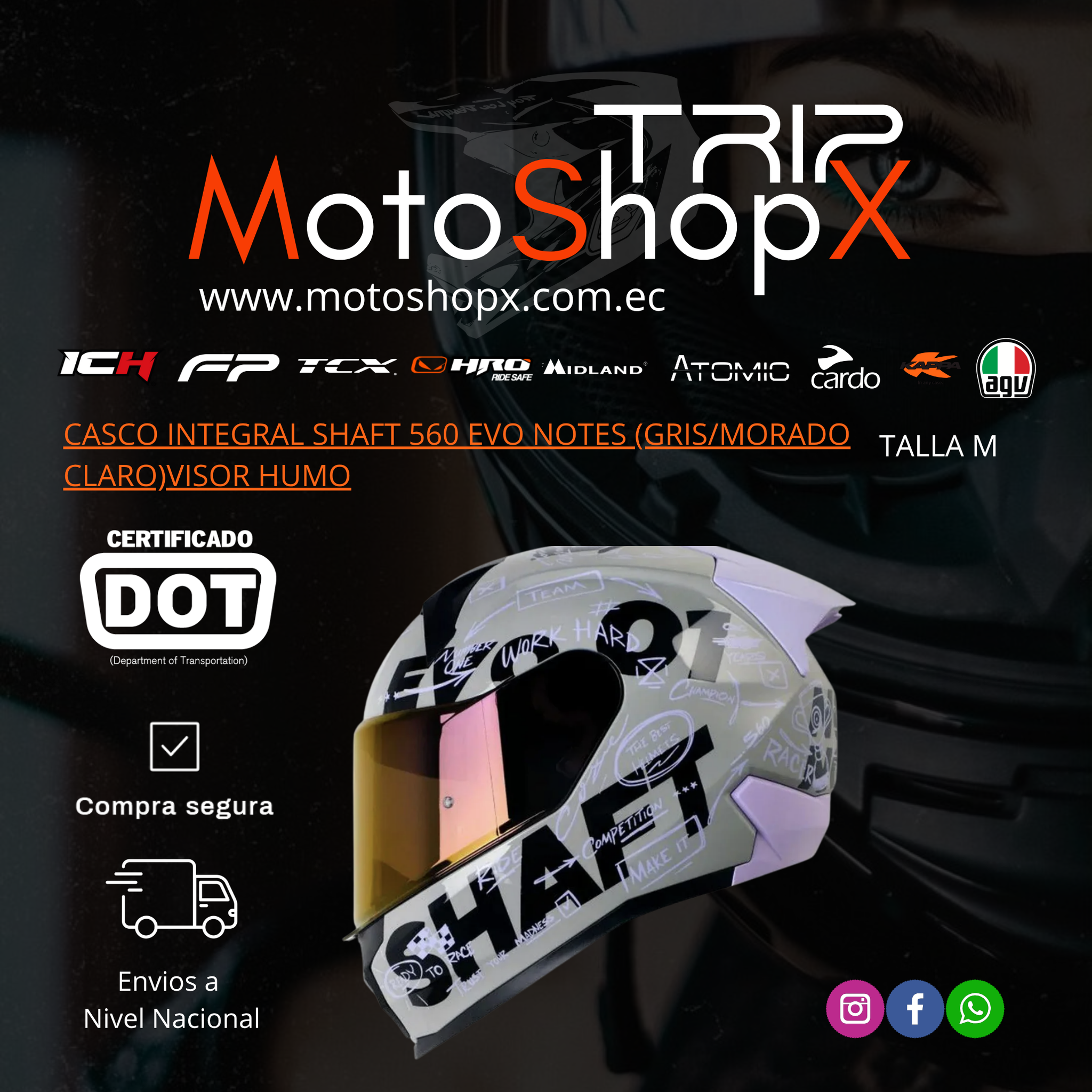 CASCO INTEGRAL SHAFT 560 EVO NOTES (GRIS/MORADO CLARO)VISOR HUMO_2