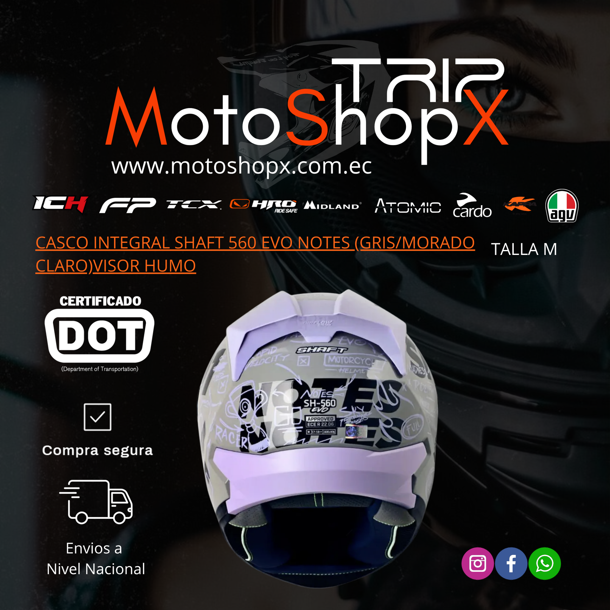 CASCO INTEGRAL SHAFT 560 EVO NOTES (GRIS/MORADO CLARO)VISOR HUMO_0