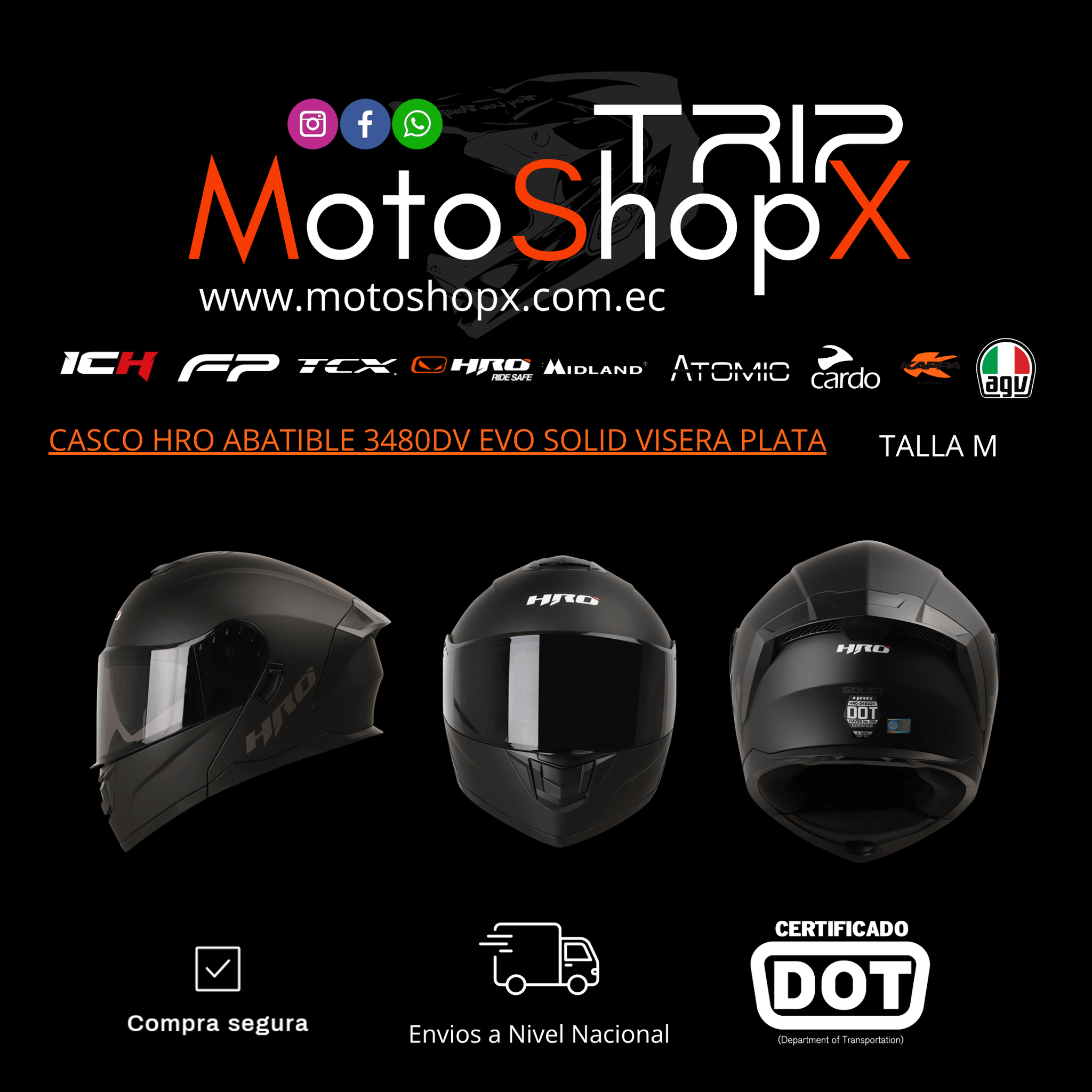 CASCO HRO ABATIBLE 3480DV EVO SOLID VISERA PLATA_0