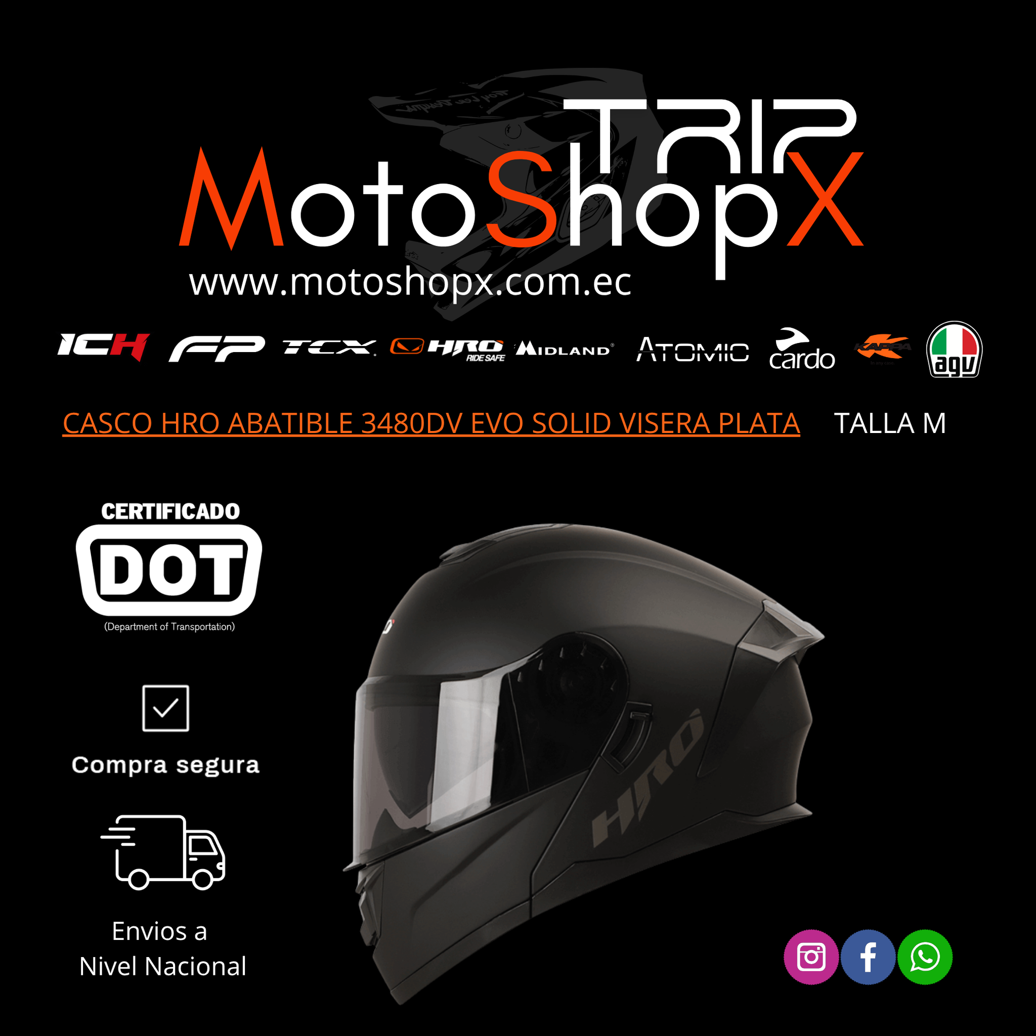 CASCO HRO ABATIBLE 3480DV EVO SOLID VISERA PLATA_1
