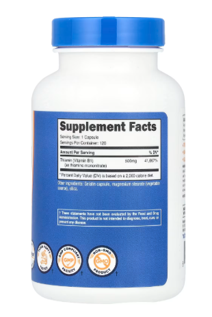 Nutricost, Vitamina B1, 500 mg, 120 cápsulas_1