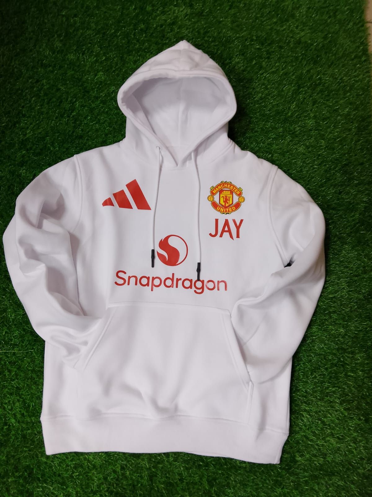 Manchester United White Hoodie _0