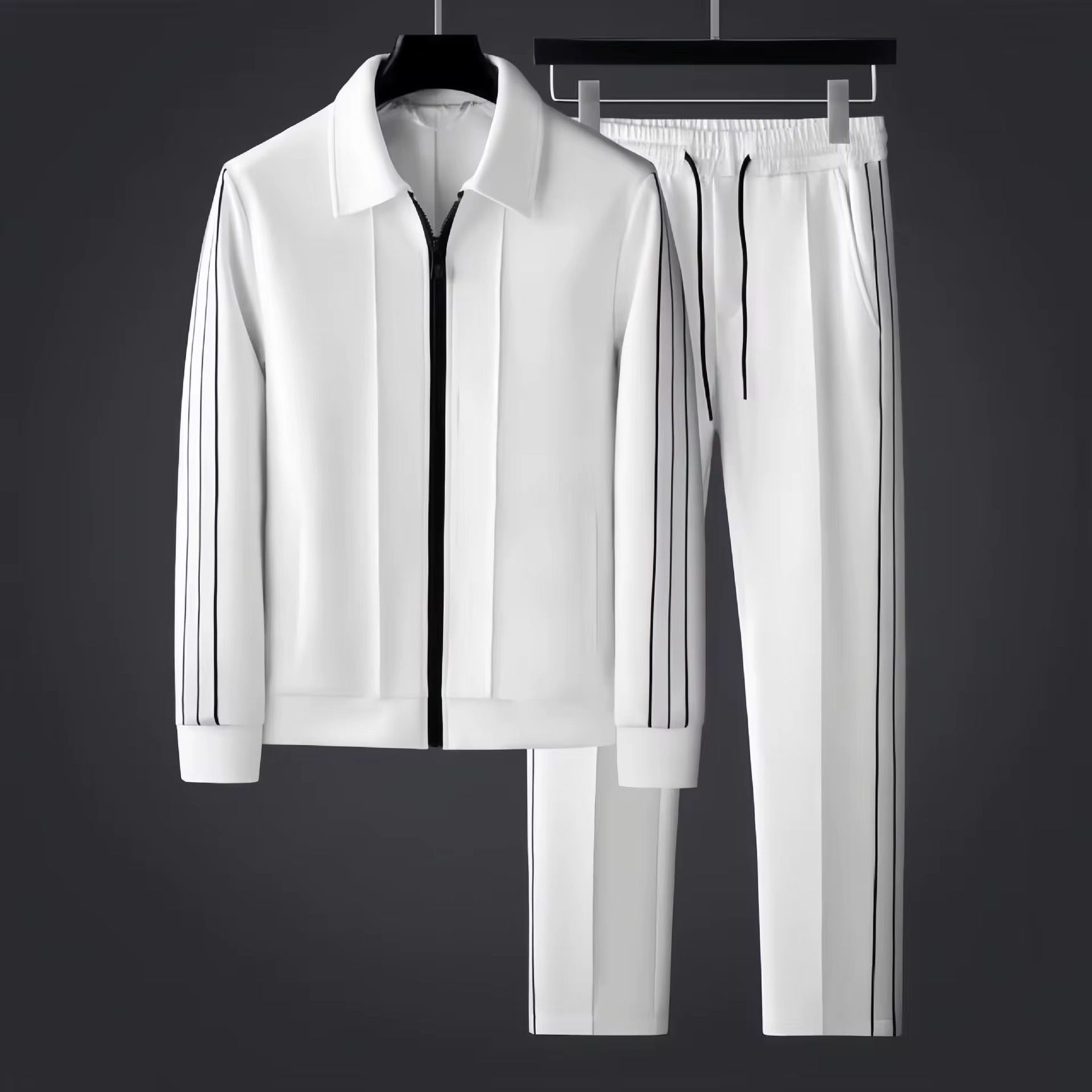 Ohsisa 2025 Spring and Autumn Sports Set Casual Collar Long Sleeve Zipper Cardigan Sweatshirt Loose Sport Two Piece Set_0