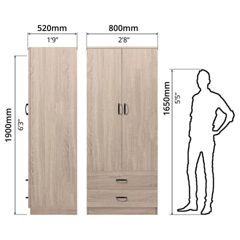 FG 2 DOOR WARDROBE + 2 DRAWER_8