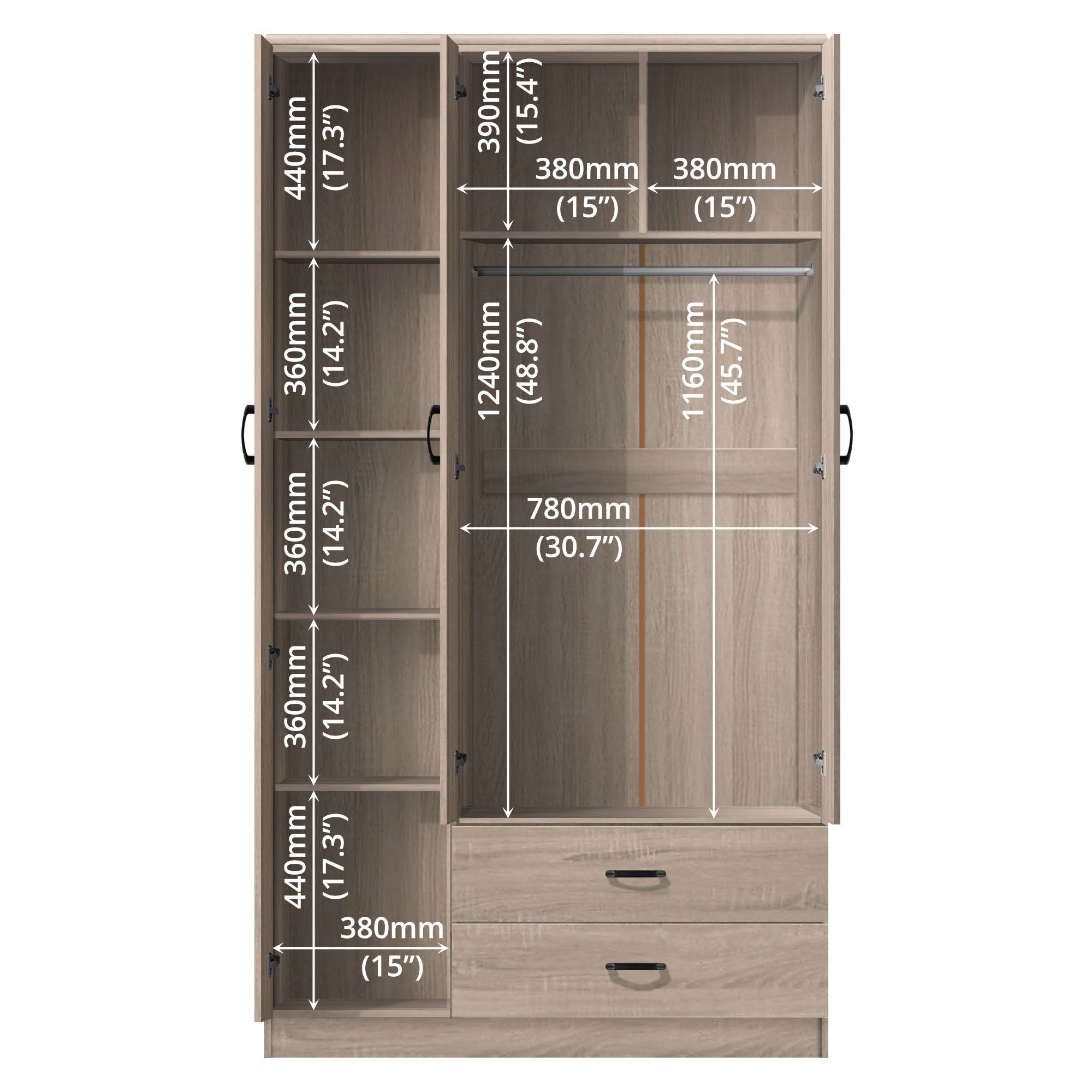 FG 3 DOOR WARDROBE + 2 DRAWER_8