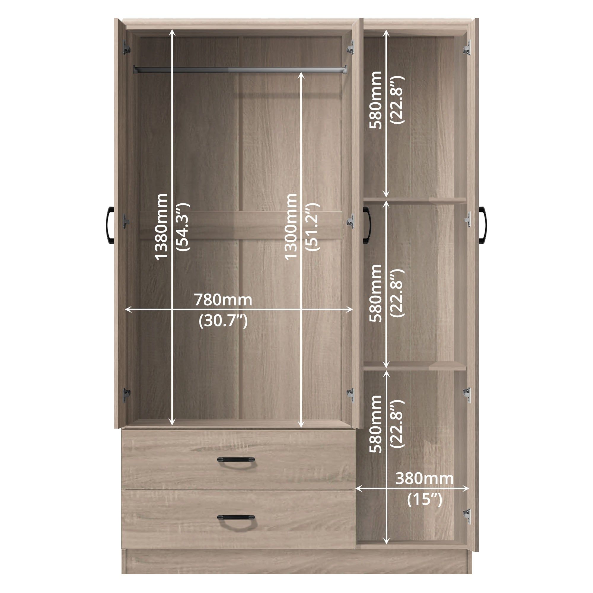 FG 3 DOOR WARDROBE + MIRROR_8