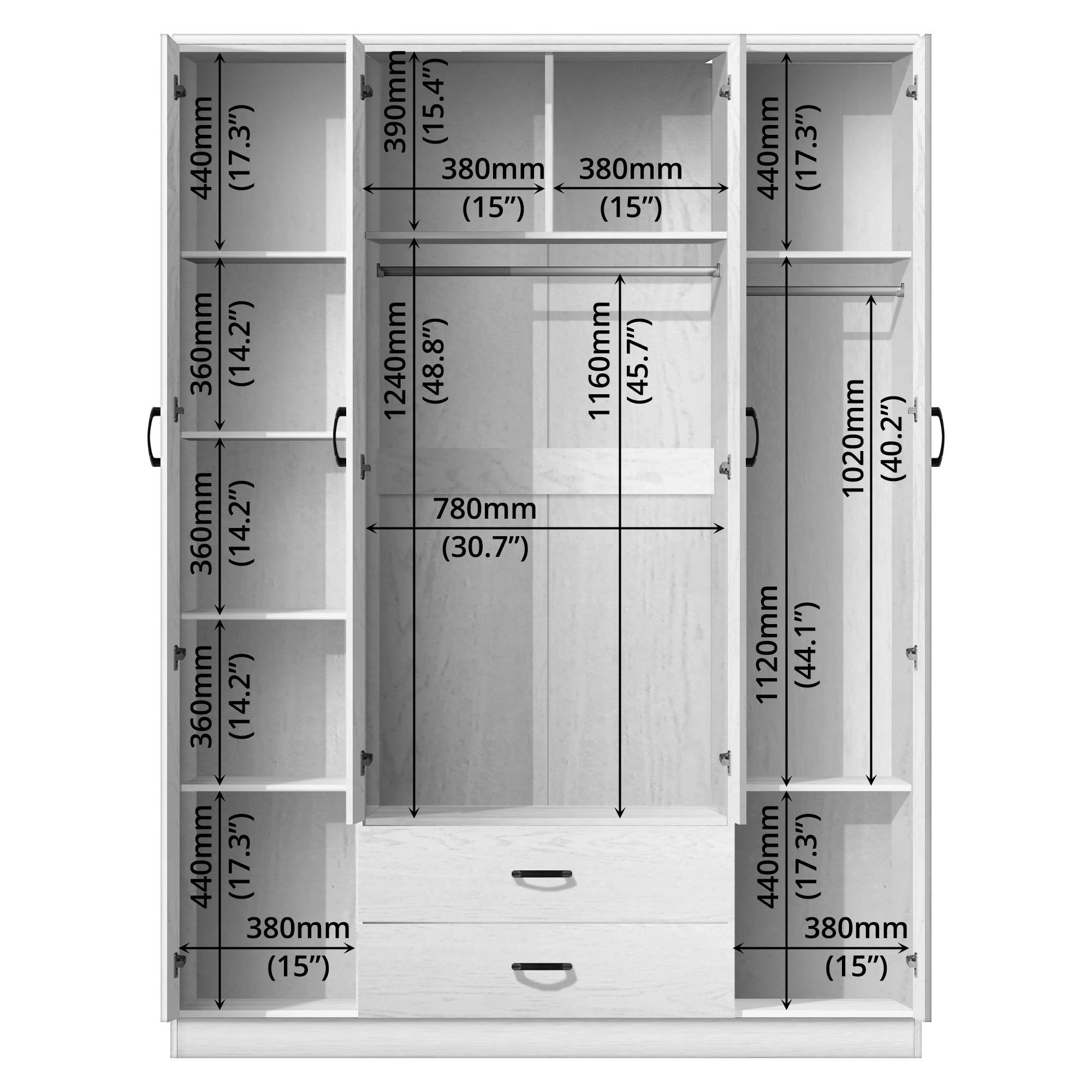 FG 4 DOOR WARDROBE + 2 DRAWERS_8