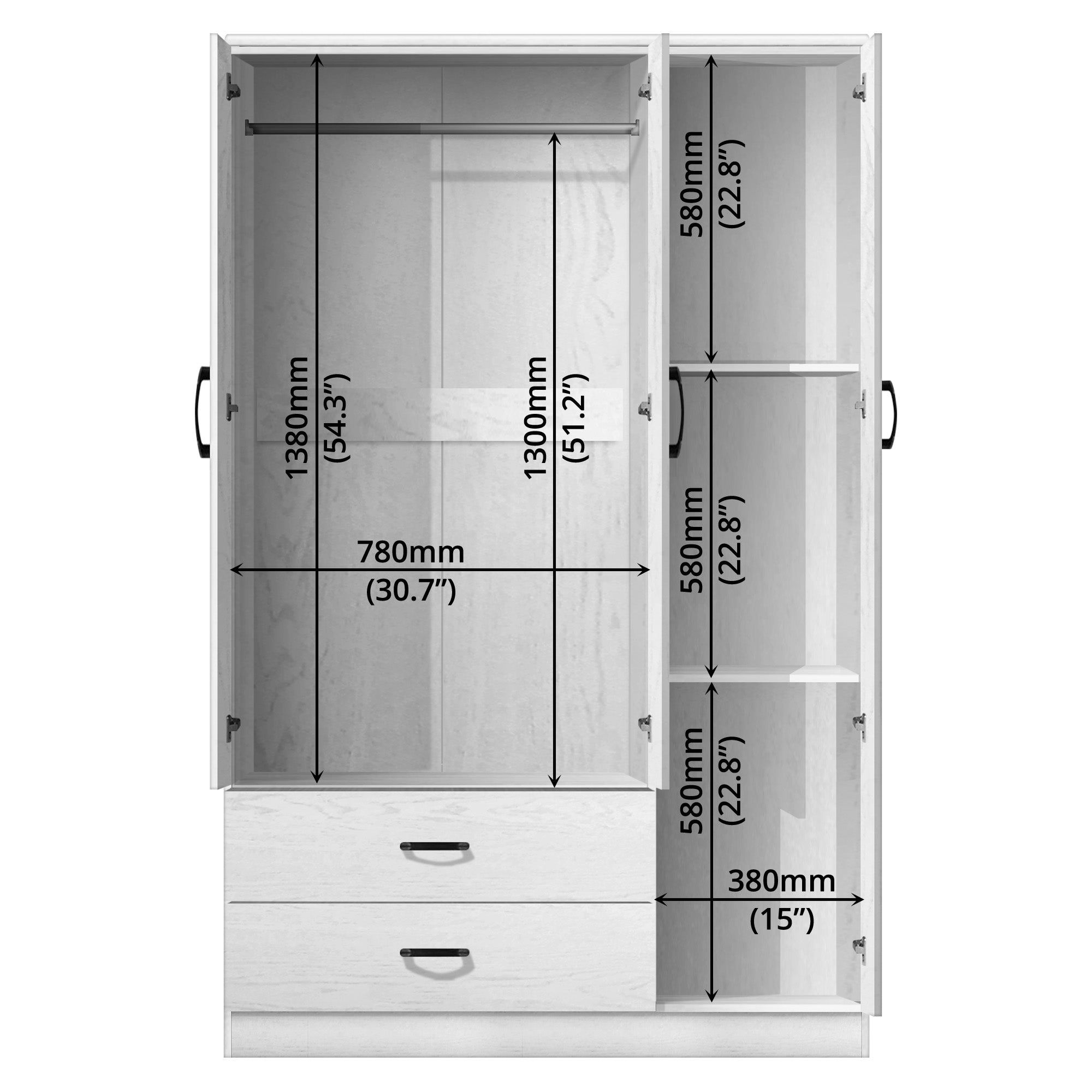 FG 3 DOOR WARDROBE + MIRROR_9
