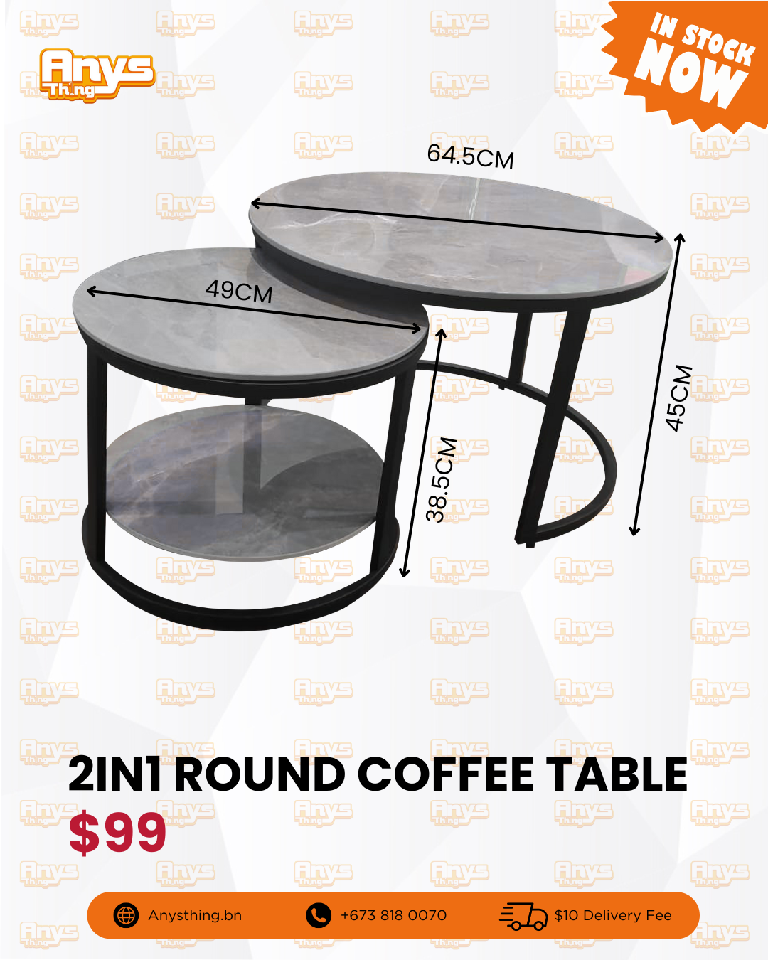 2IN1 Round Marble Coffee Table_0