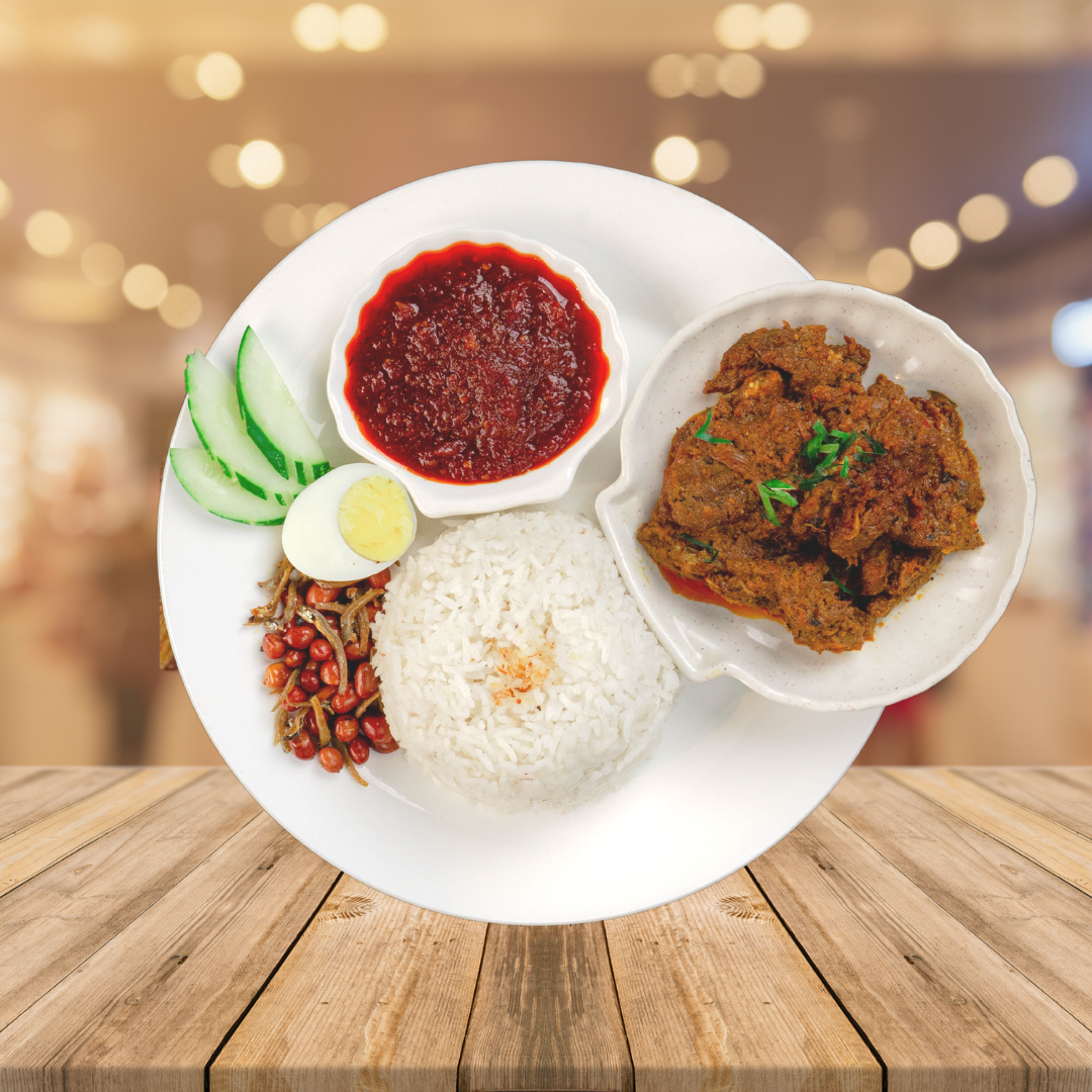 Nasi Putih Daging Rendang_0