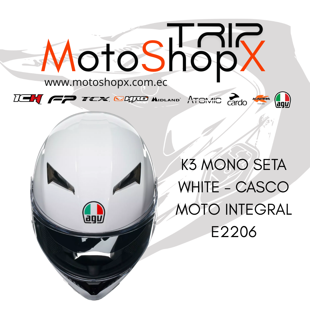 CASCO AGV INTEGRAL K3 E2206 MONO SETA WHITE_2
