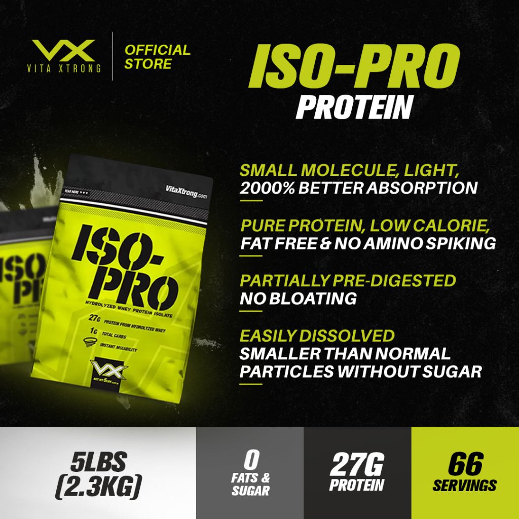 VITAXTRONG ISO PRO 5lbs 2.3kg (27g Whey Isolate, Zero SUGAR Zero FAT, high PROTEIN)_1