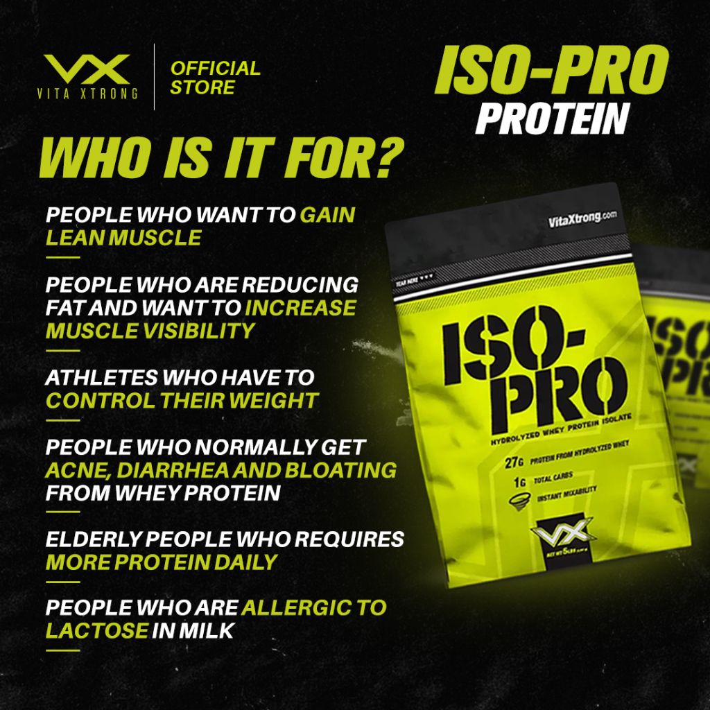 VITAXTRONG ISO PRO 2lbs 1kg (27g Whey Isolate, Zero SUGAR Zero FAT, high PROTEIN)_3