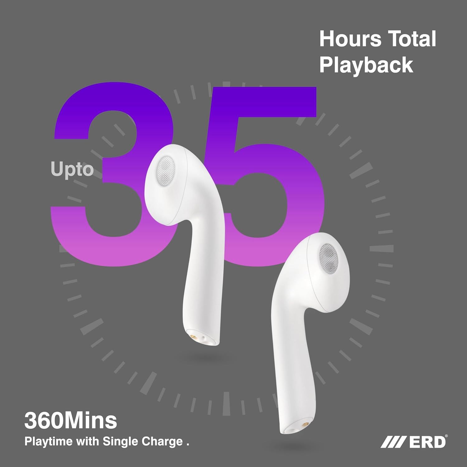 ERD TWS-16 True Wireless in Ear Earbuds with 35H Playtime Noise Cancelling Ambient Sound (Bluetooth Version V 5.3) Lightweight Comfort Fit Touch Control, Inbuilt Voice Assistant (Google, Hey Siri)_3