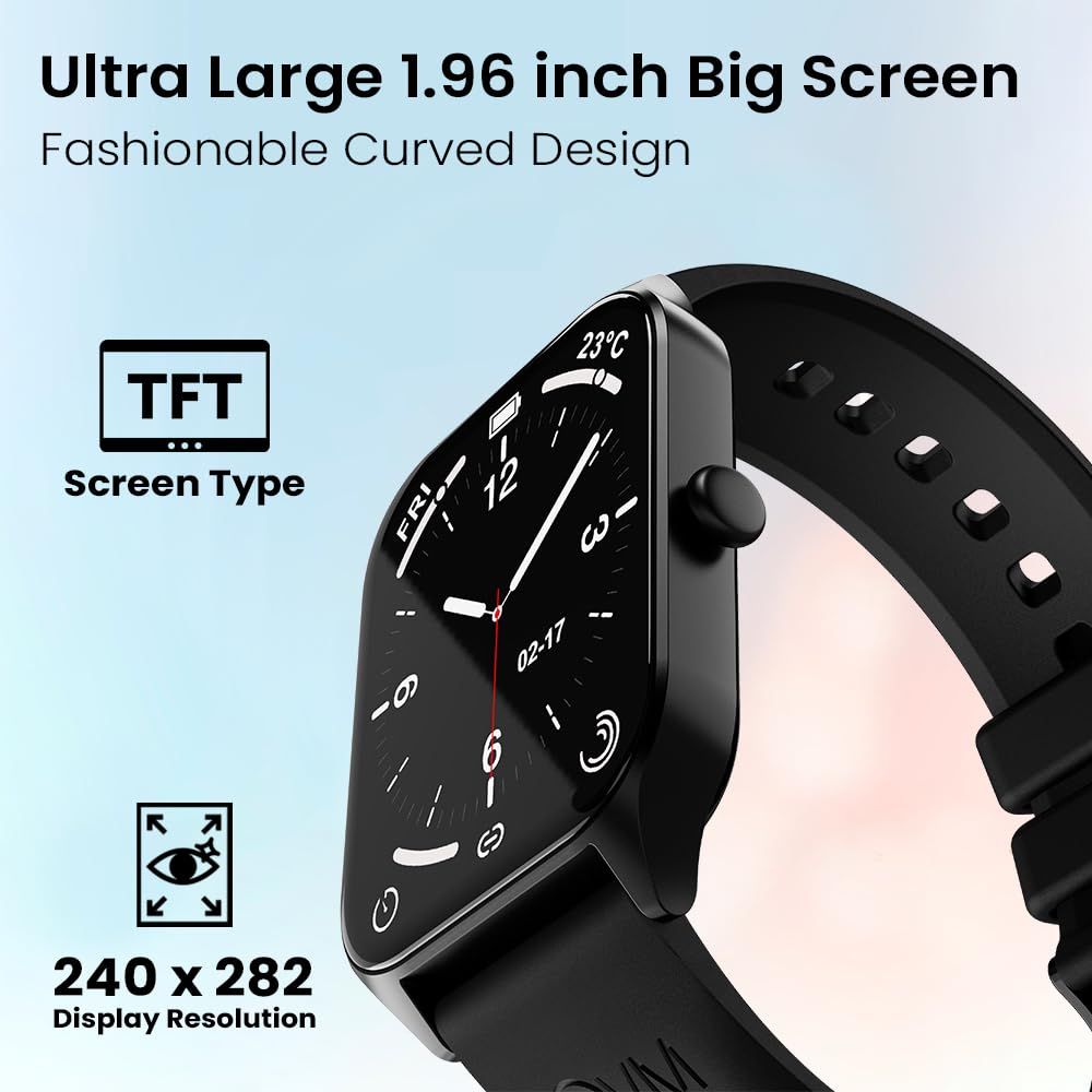 EVM EnWrist SmartWatch -1.96" Big Screen - Bluetooth Calling -Voice Assistant & Message Notifications - 130+ Sports Mode - IP67 Rating - Android & iOS - 1 Year Warranty - Black_2