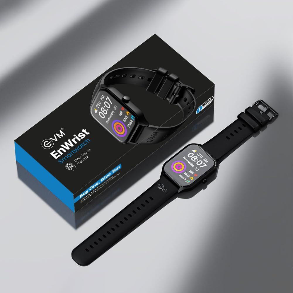 EVM EnWrist SmartWatch -1.96" Big Screen - Bluetooth Calling -Voice Assistant & Message Notifications - 130+ Sports Mode - IP67 Rating - Android & iOS - 1 Year Warranty - Black_4