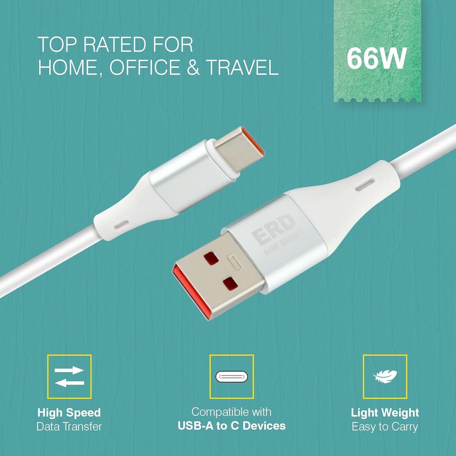 ERD UC-242 Type C Smart Metal Casing Data Cable (66W, 1 Meter)_0