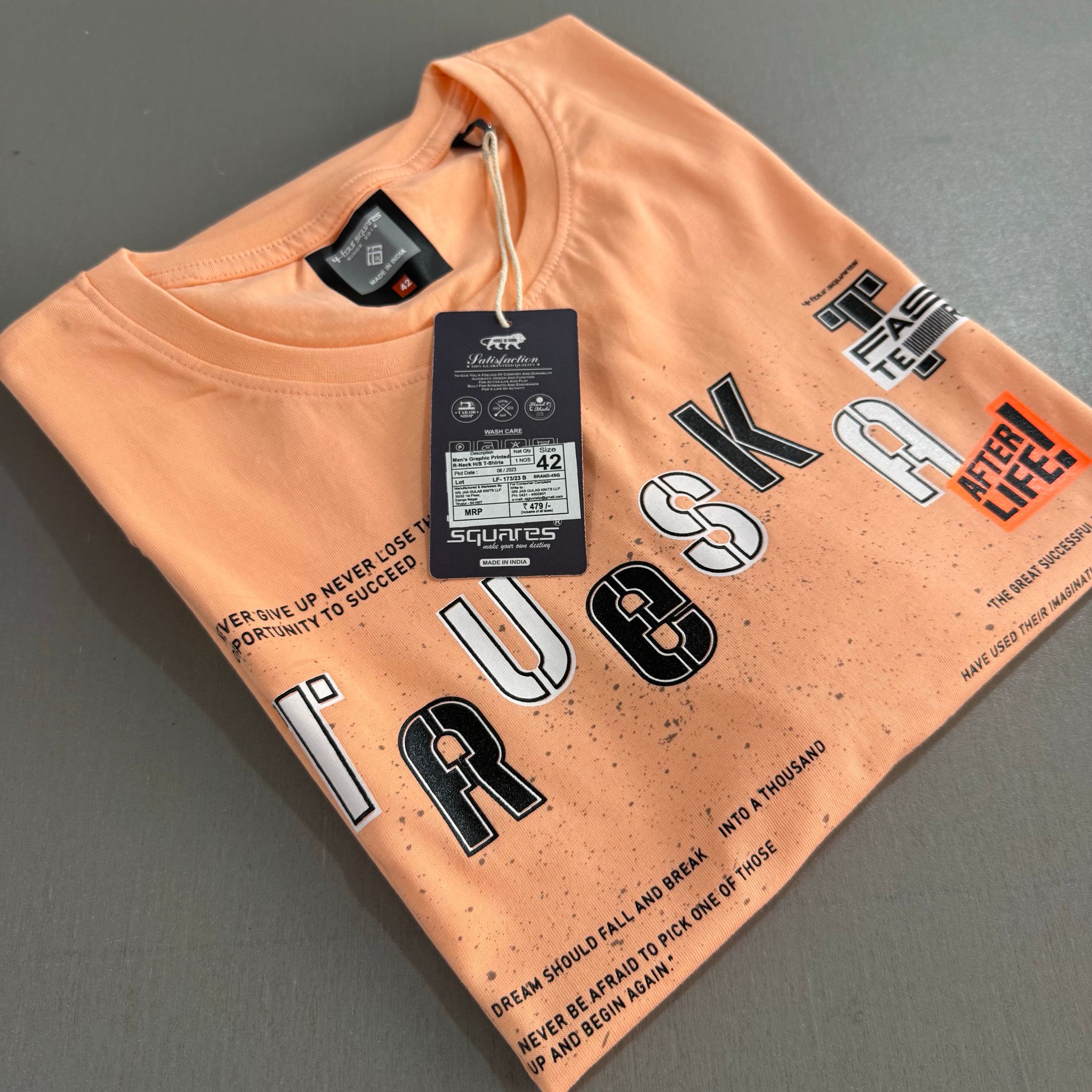 FOUR SQUARES T-SHIRTS - LIGHT ORANGE_1