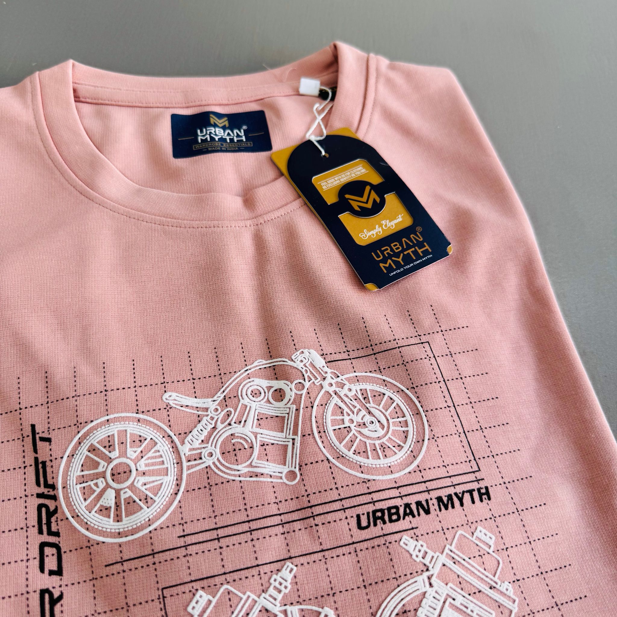 Urban Myth Printed Shirt- PEACH_1