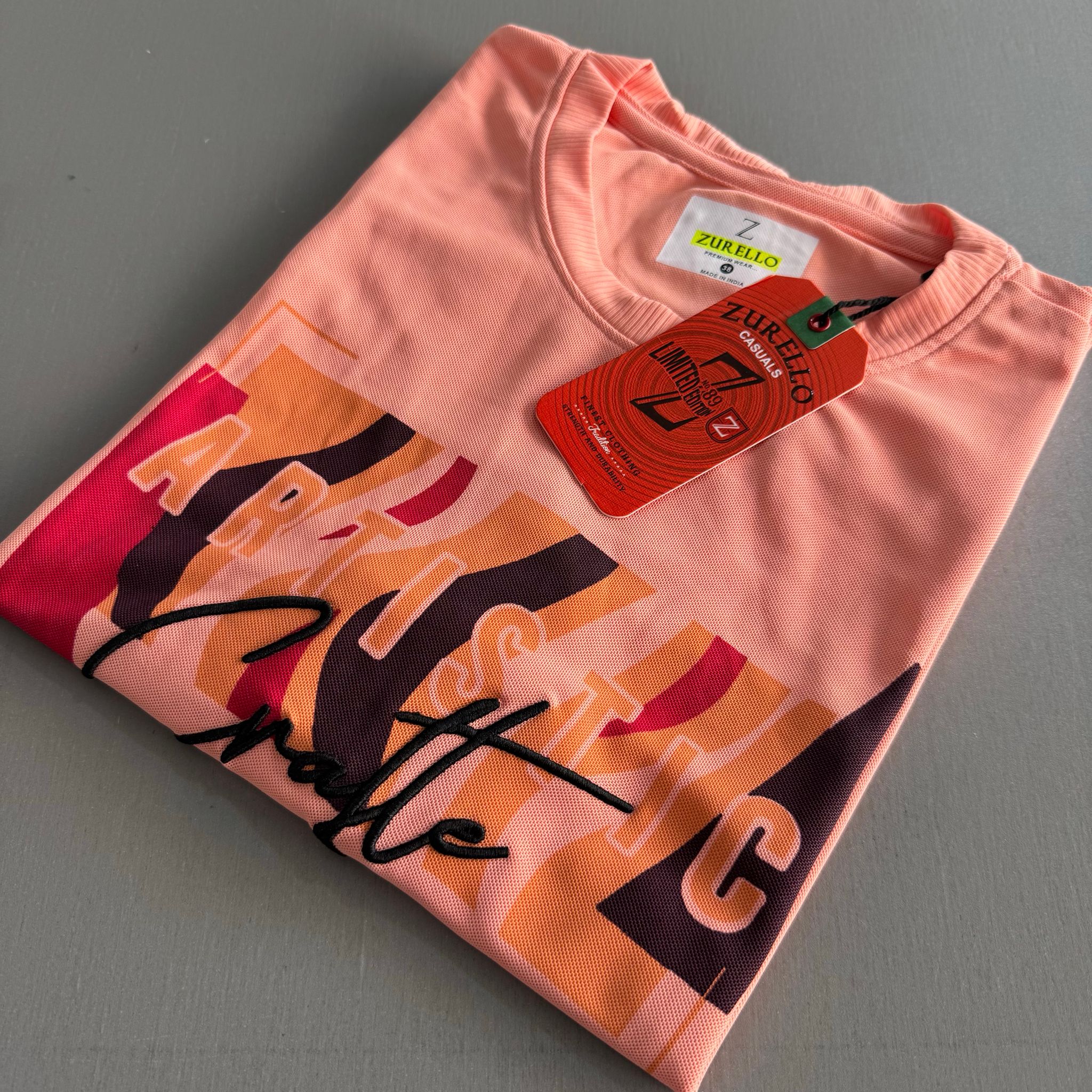 Zurello Printed T-Shirts- LIGHT ORANGE_1