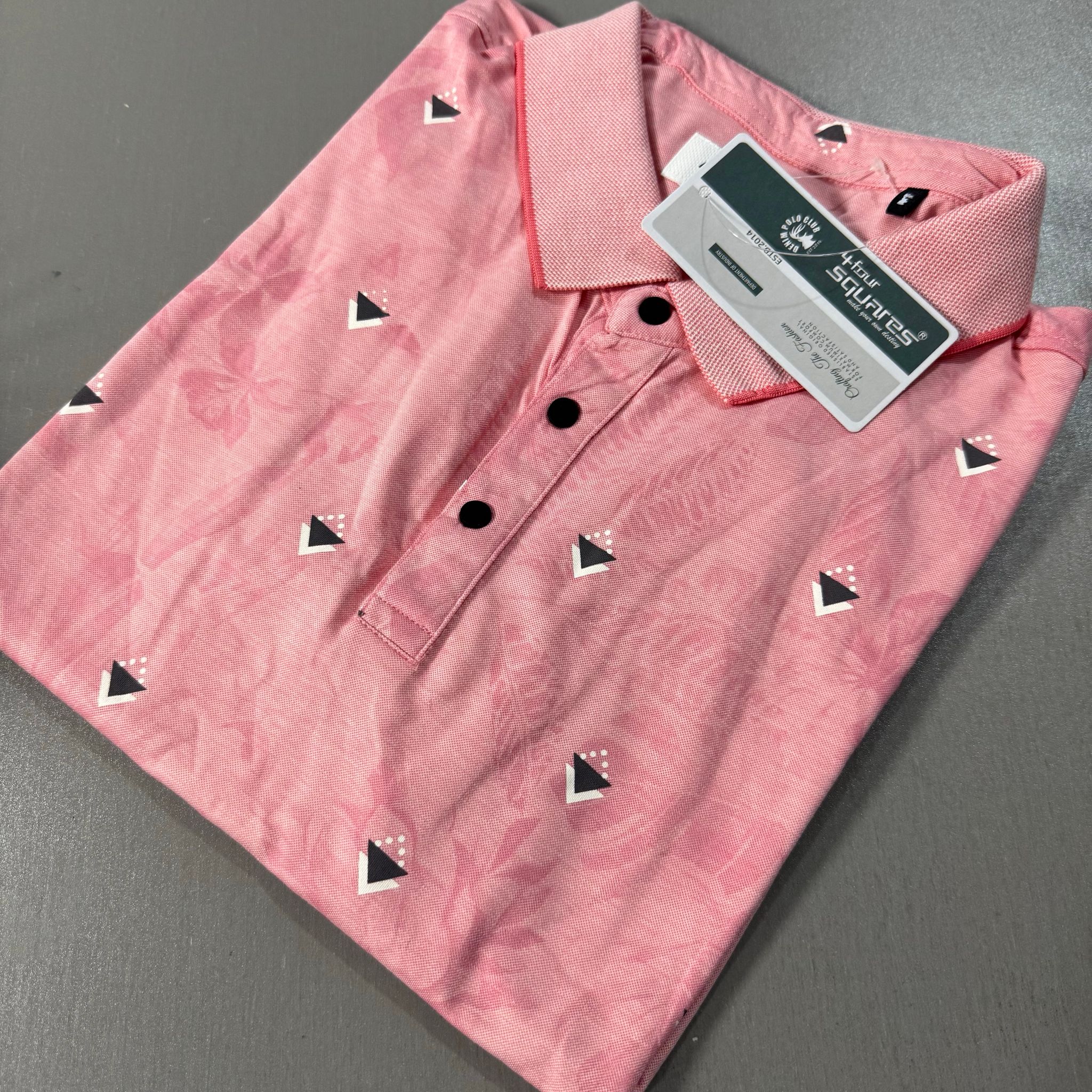FOUR SQUARES PATTERNED POLO SHIRT-  PEACH_0