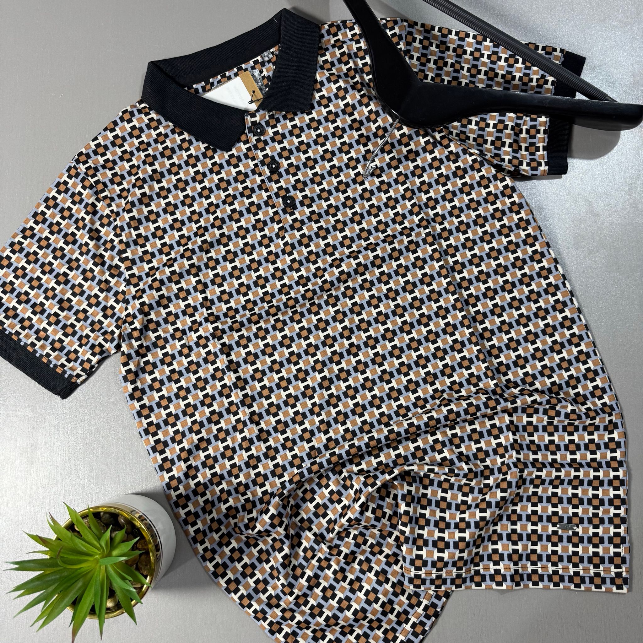 BAEFICKER PATTERNED POLO SHIRT -  BROWN_0