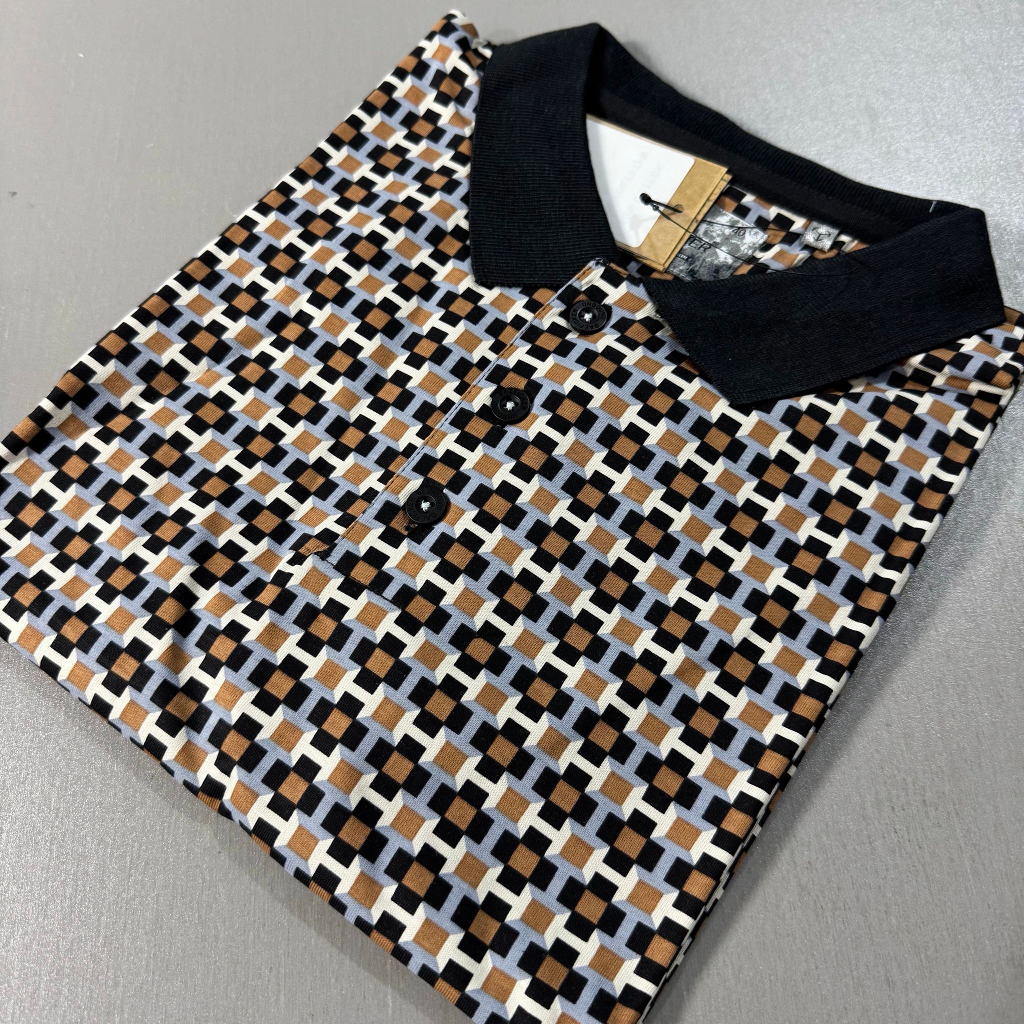 BAEFICKER PATTERNED POLO SHIRT -  BROWN_1