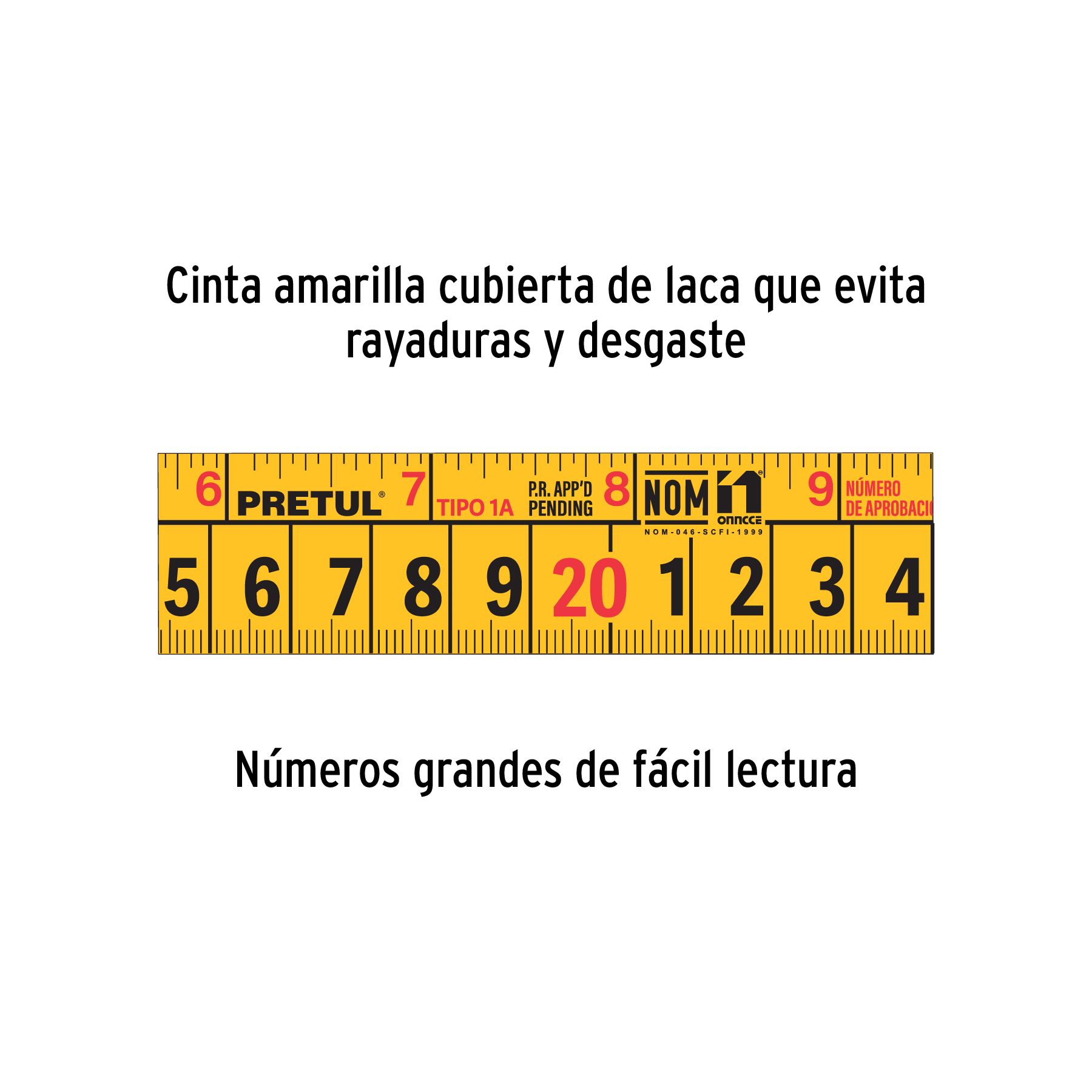 Flexómetro rojo 5 m cinta 19 mm, en tarjeta, PRETUL_1