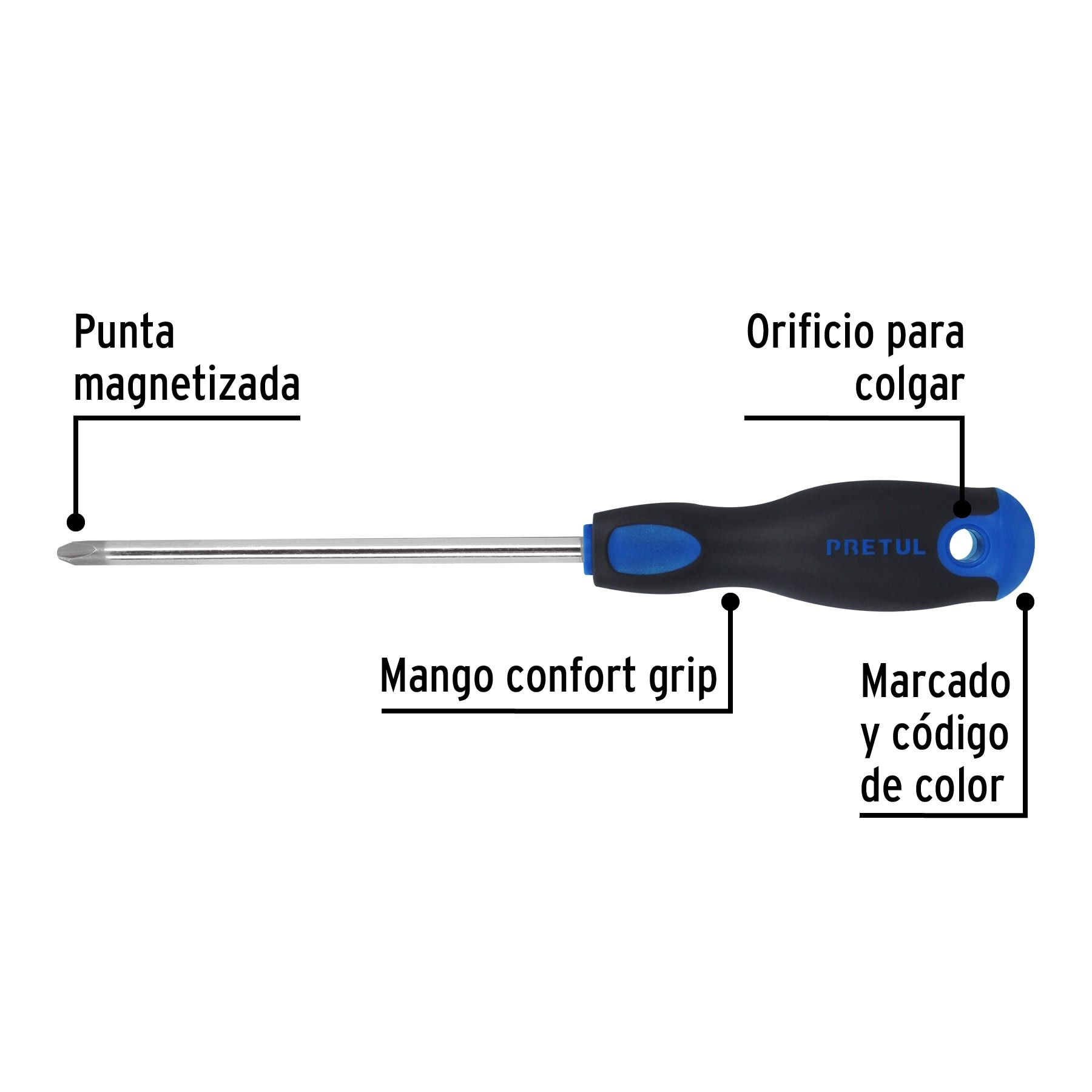 Desarmador de cruz 5/16' x 6' mango Comfort Grip, Pretul_2