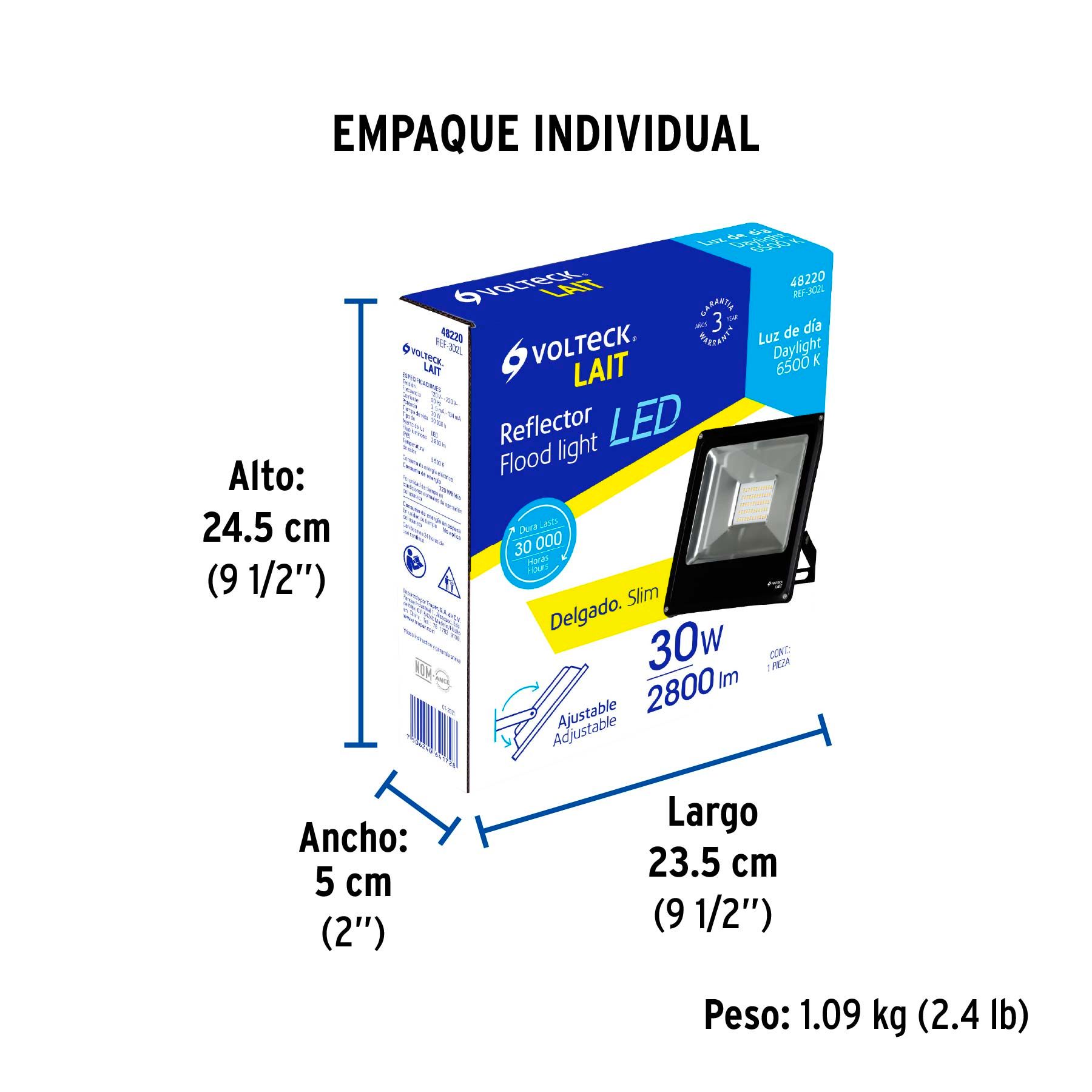 Reflector delgado de LED 30 W luz de día, Volteck_8