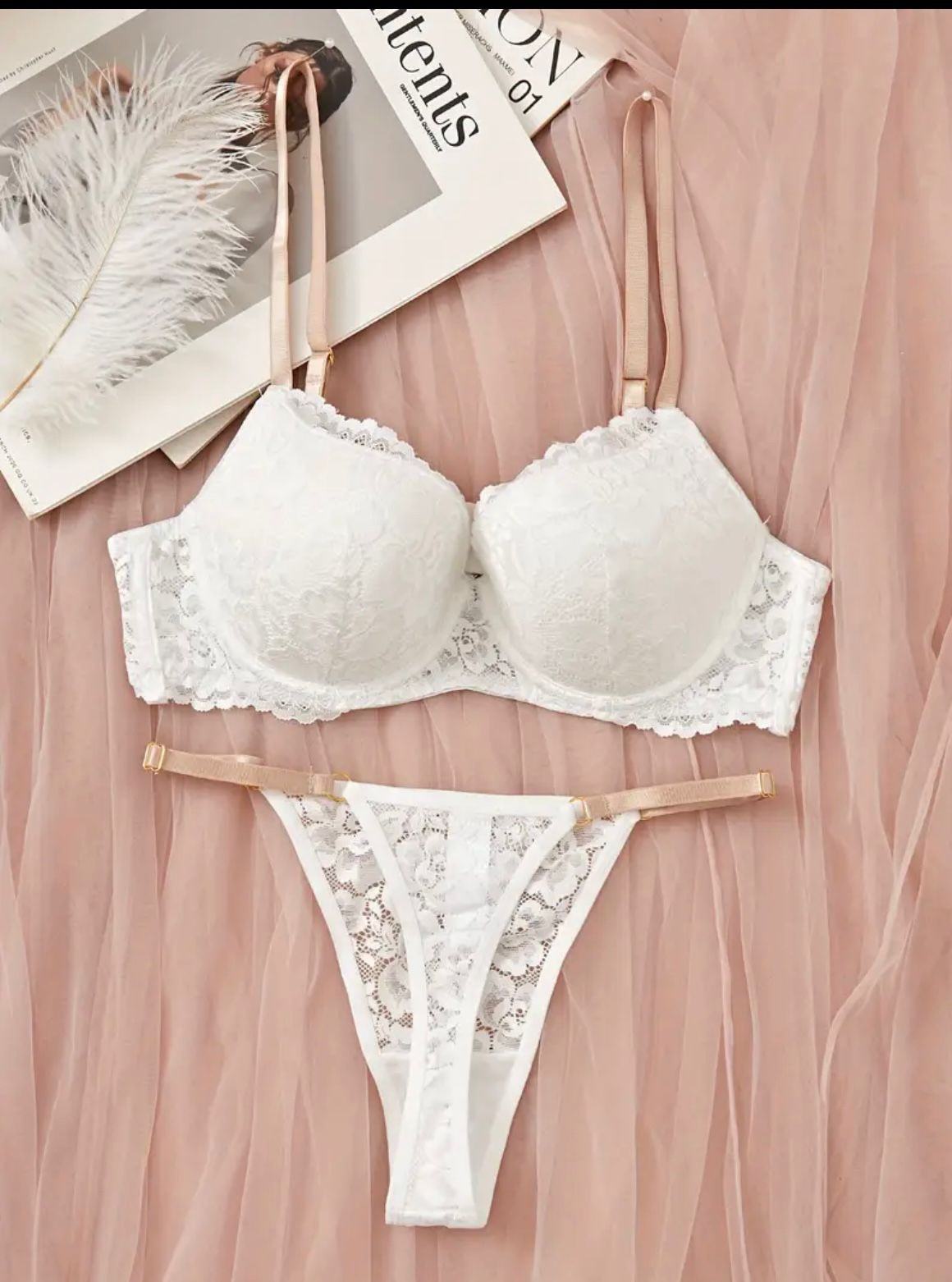 White Pant and Bra Set_0